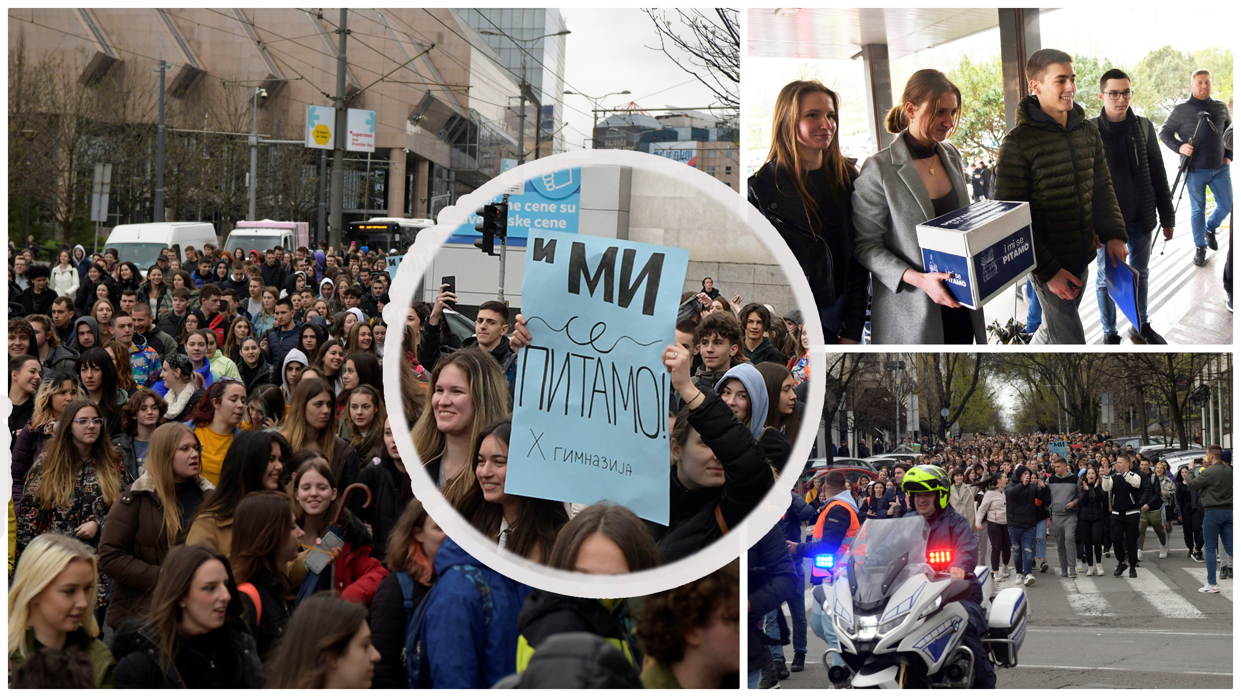 kombo Beograd 27. mart 2023. Protest srednjoskolaca ispred Ministarstva prosvete, Cvetni trg, srednjoskolci podnose peticiju Foto:Goran Srdanov/Nova.rs