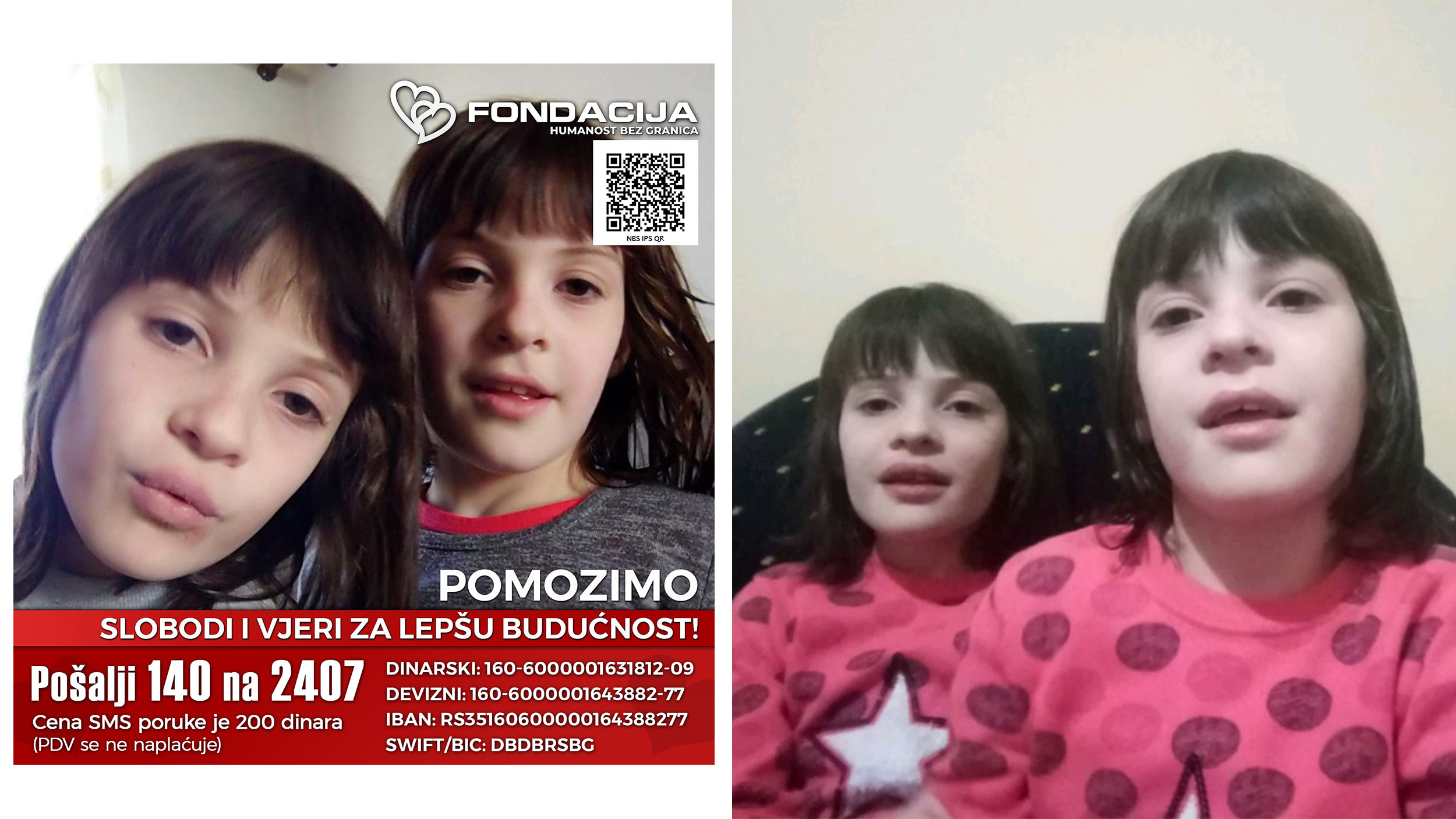 Pomozimo Slobodi i Vjeri slanjem 140 na 2407