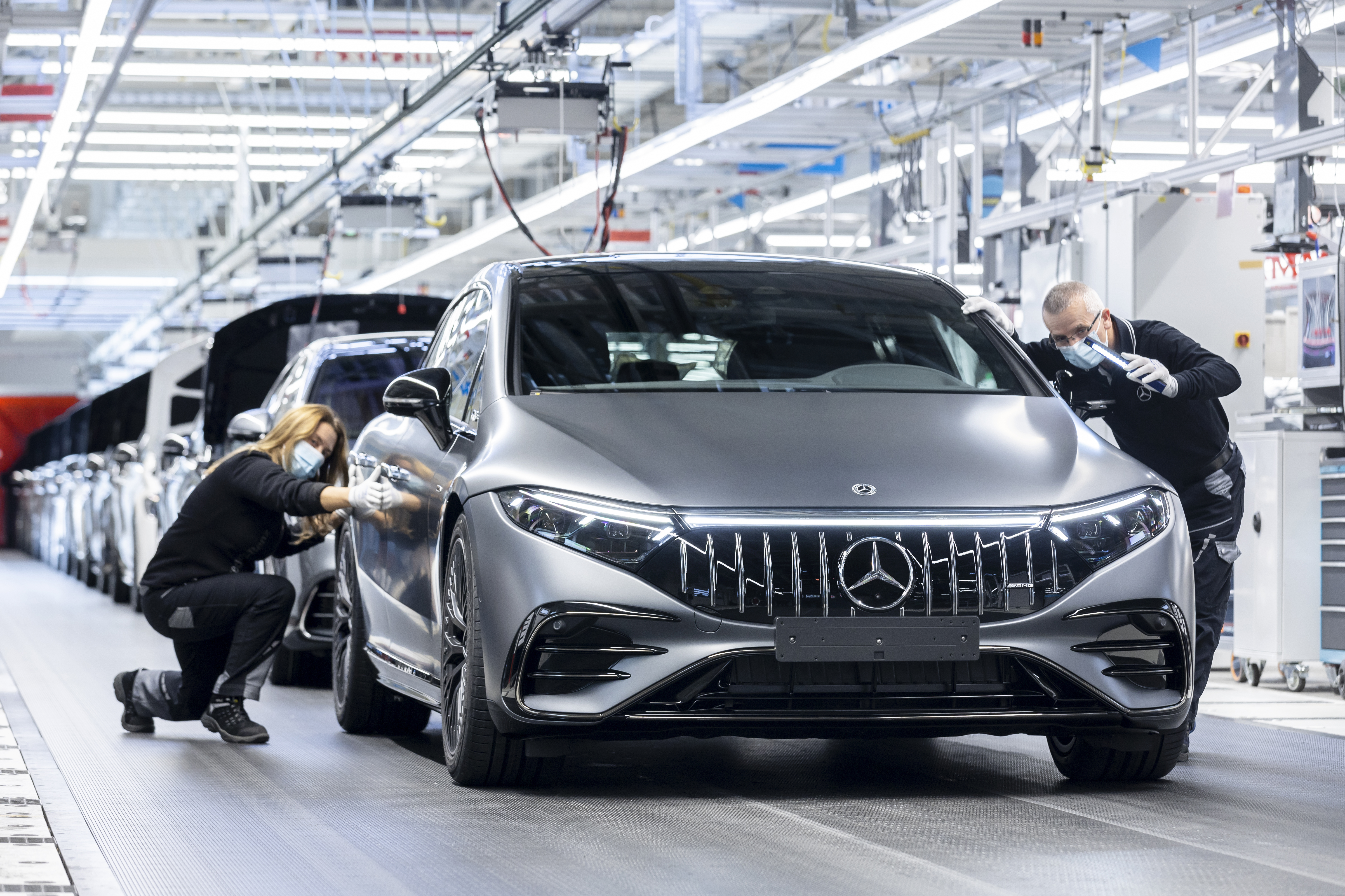 Erste Elektro-Limousine von Mercedes-AMG: Anlauf des EQS 53 4MATIC+ in der Factory 56First electric sedan from Mercedes-AMG: EQS 53 4MATIC+ ramp-up at Factory 56