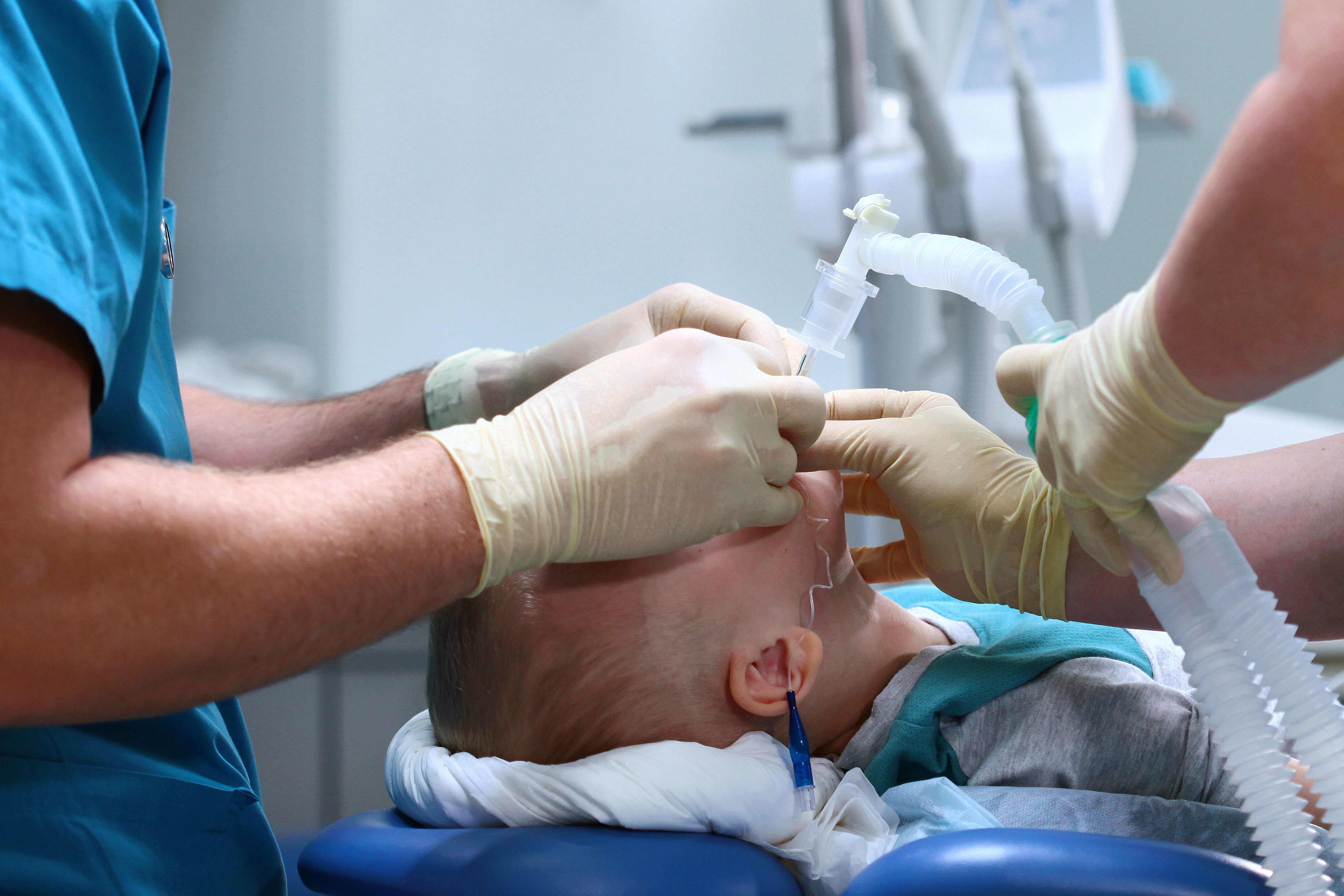 A,Breathing,Tube,Is,Inserted,Into,The,Boy.,Preparing,For