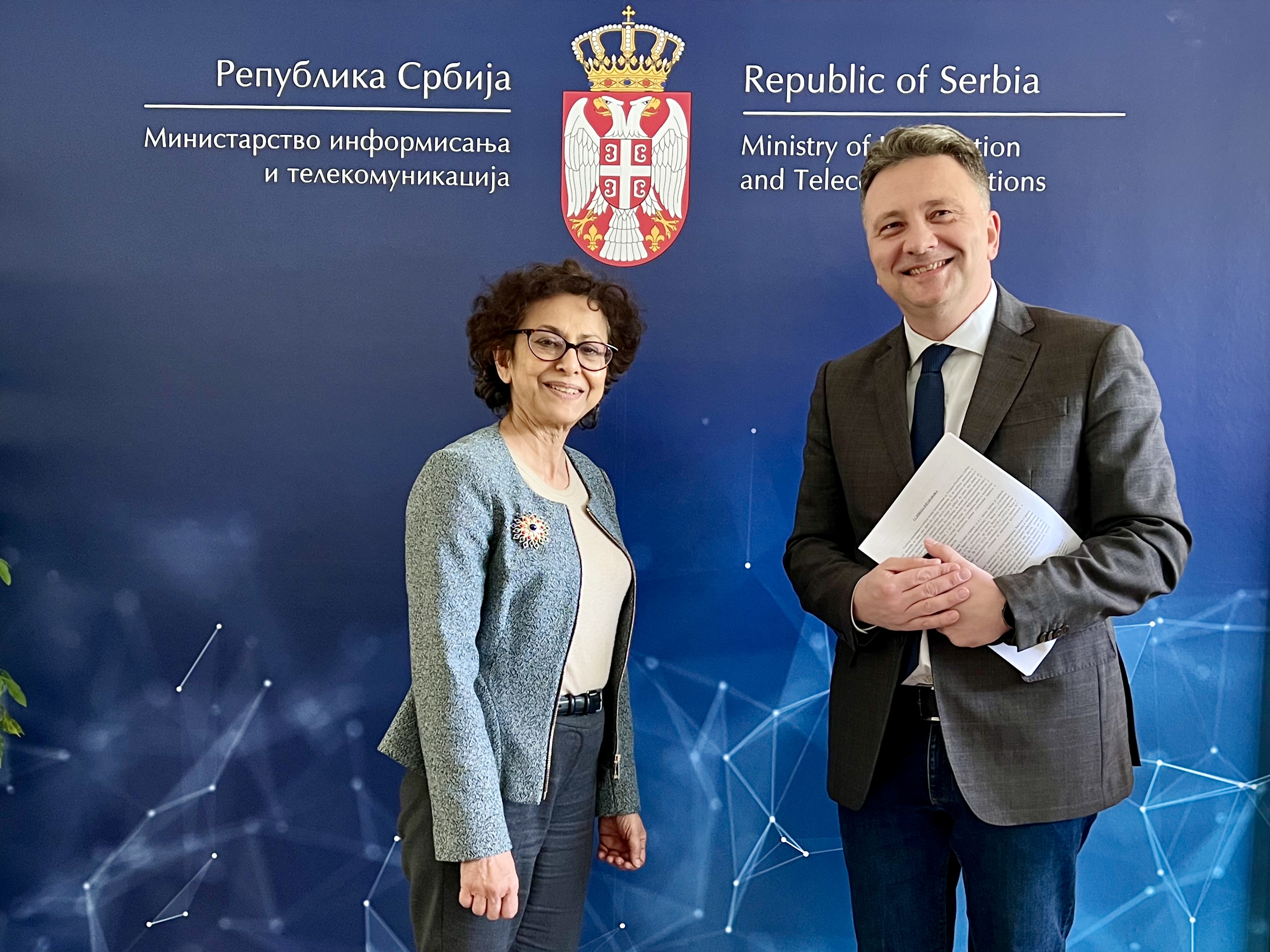 Irena Kan i Mihailo Jovanović Foto: Marina Jančević/Ministarstvo informisanja i telekomunikacije