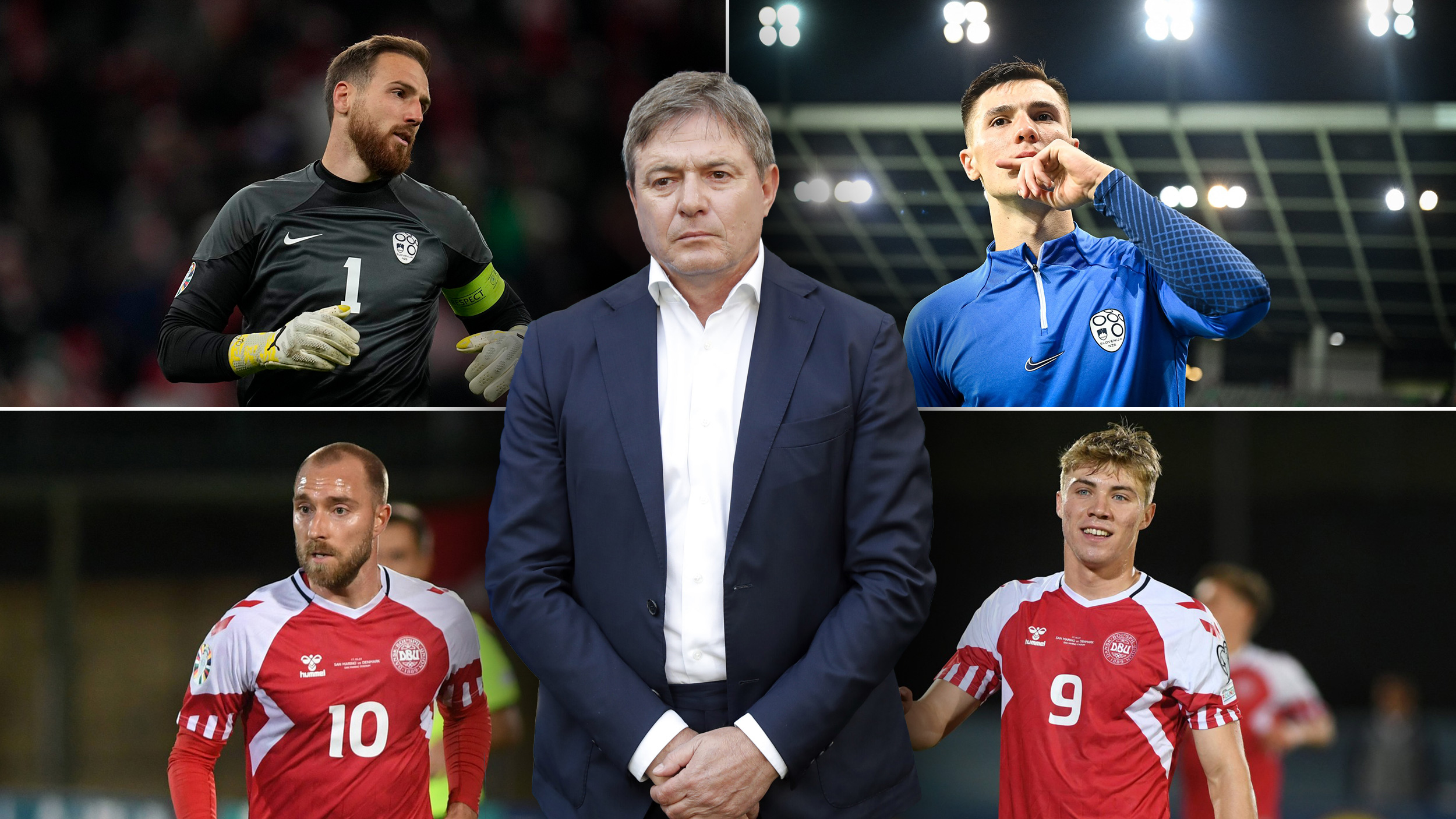 Dragan Stojković Piksi,  Jan Oblak i Benjamin Šeško,  Christian Eriksen i Rasmus Hojlund