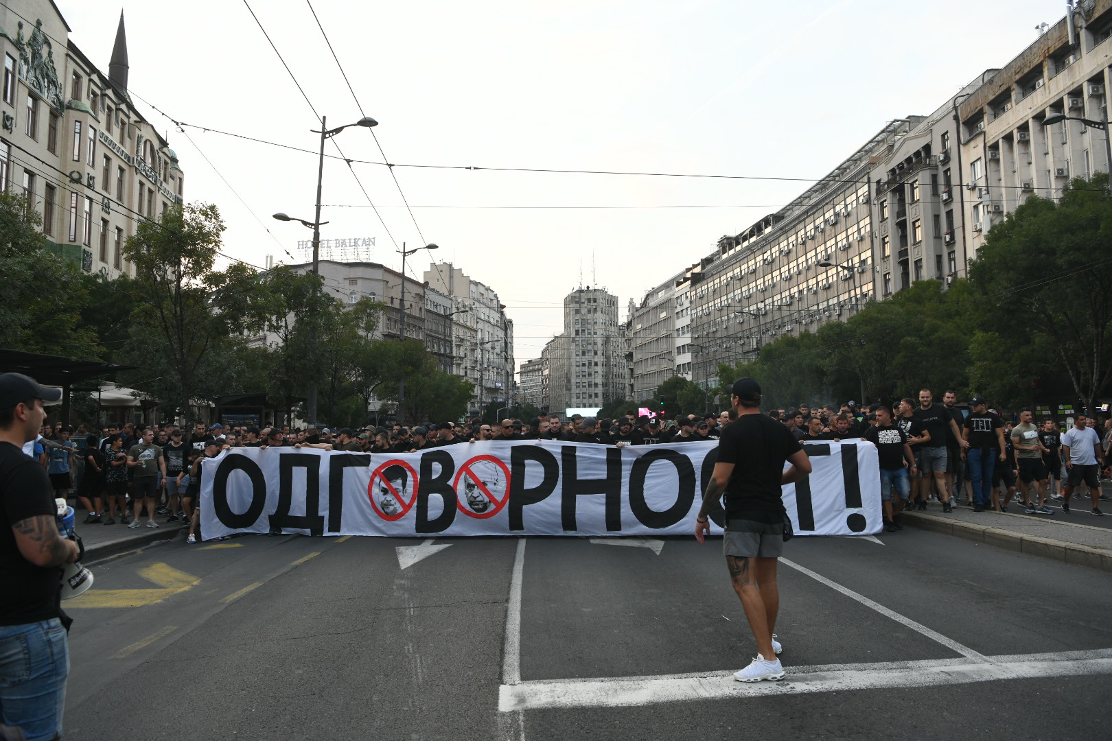 Beograd 31. avgust 2023. Protest navijaca Partizana grobari na Terazijama Foto:Vesna Lalić/Nova.rs