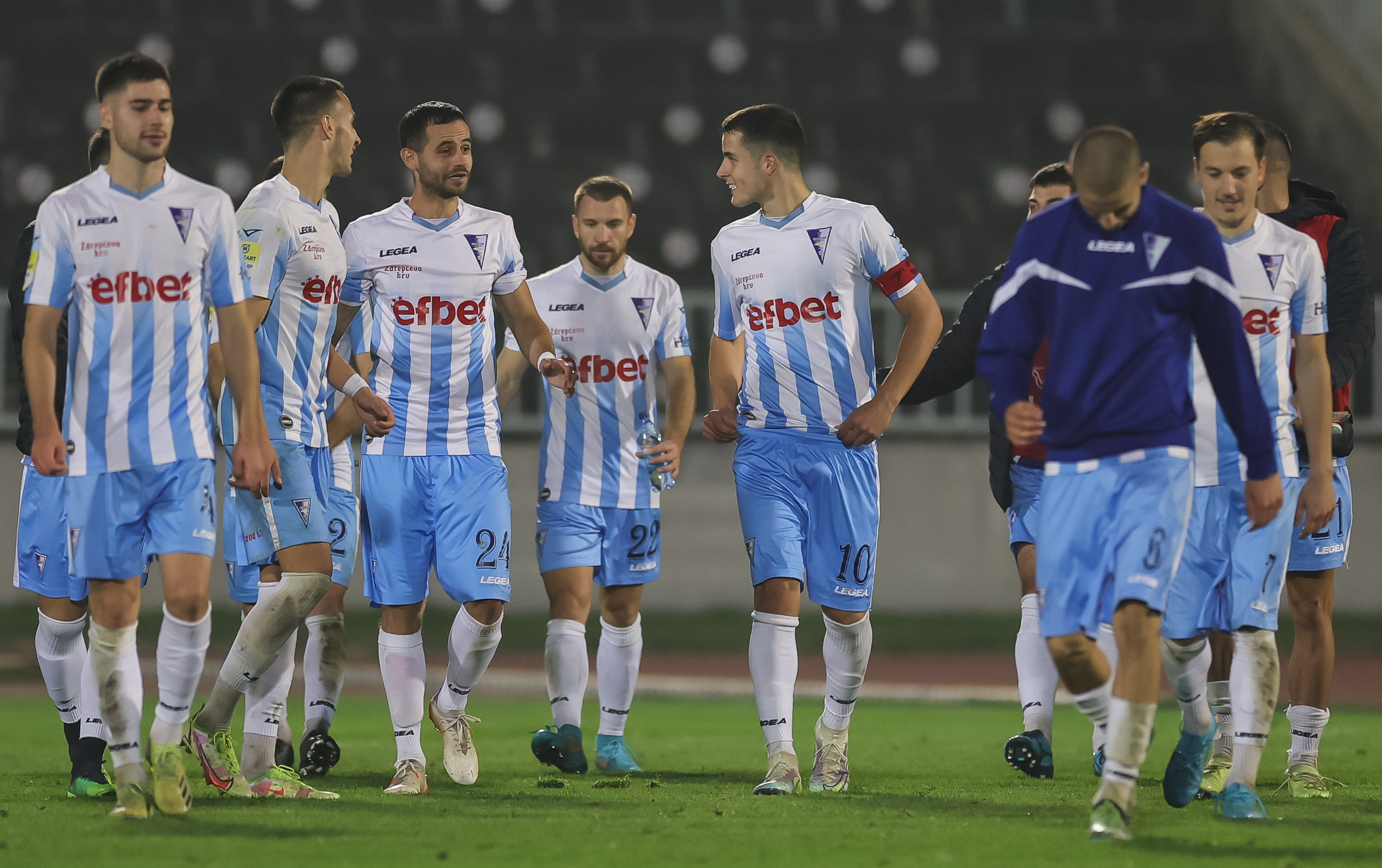Luka Bijelovic (C) celebrates after winning the Partizan v Spartak -  Mozzart Super Liga 2022/2023 match on stadium FK Partizan (JNA) on November 11, 2022 in Belgrade, Serbia. (Photo by Srdjan Stevanovic/Starsport.rs ©)