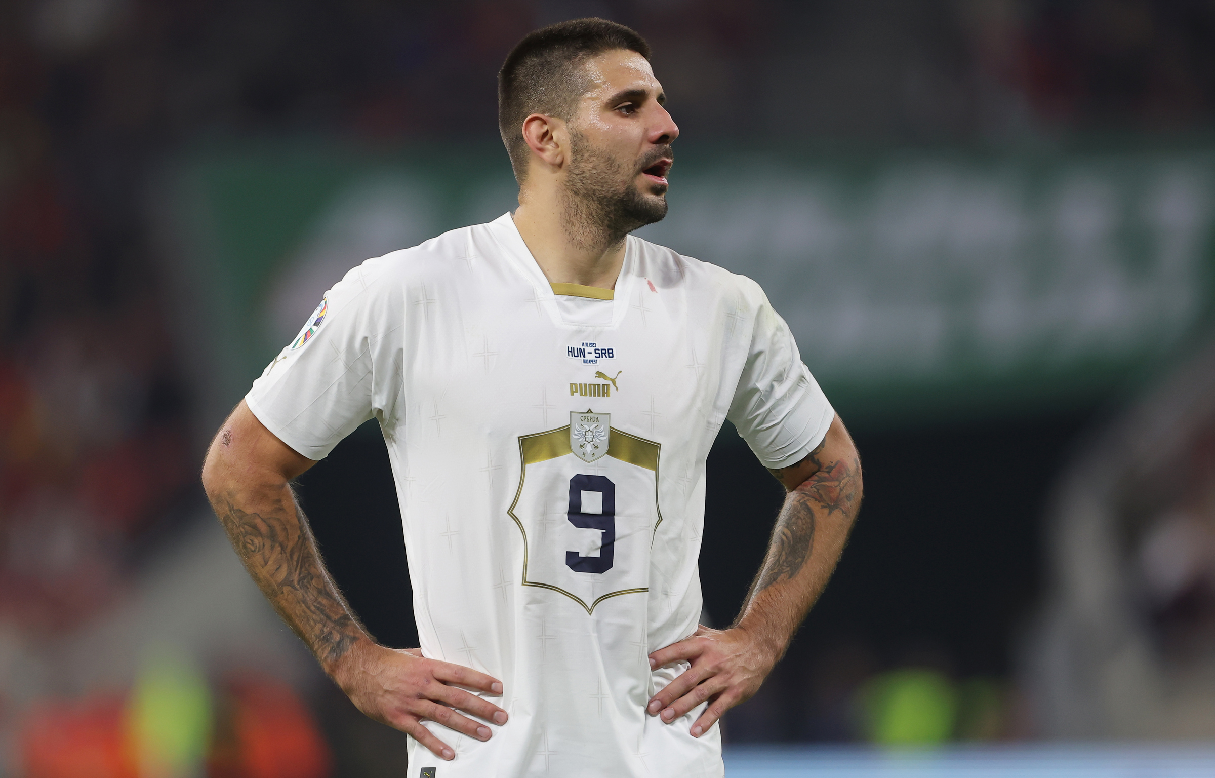 during Group G UEFA EURO 2024 qualifying football match between Hungary and Serbia in Budapest, Hungary on Oct. 14. 2023.