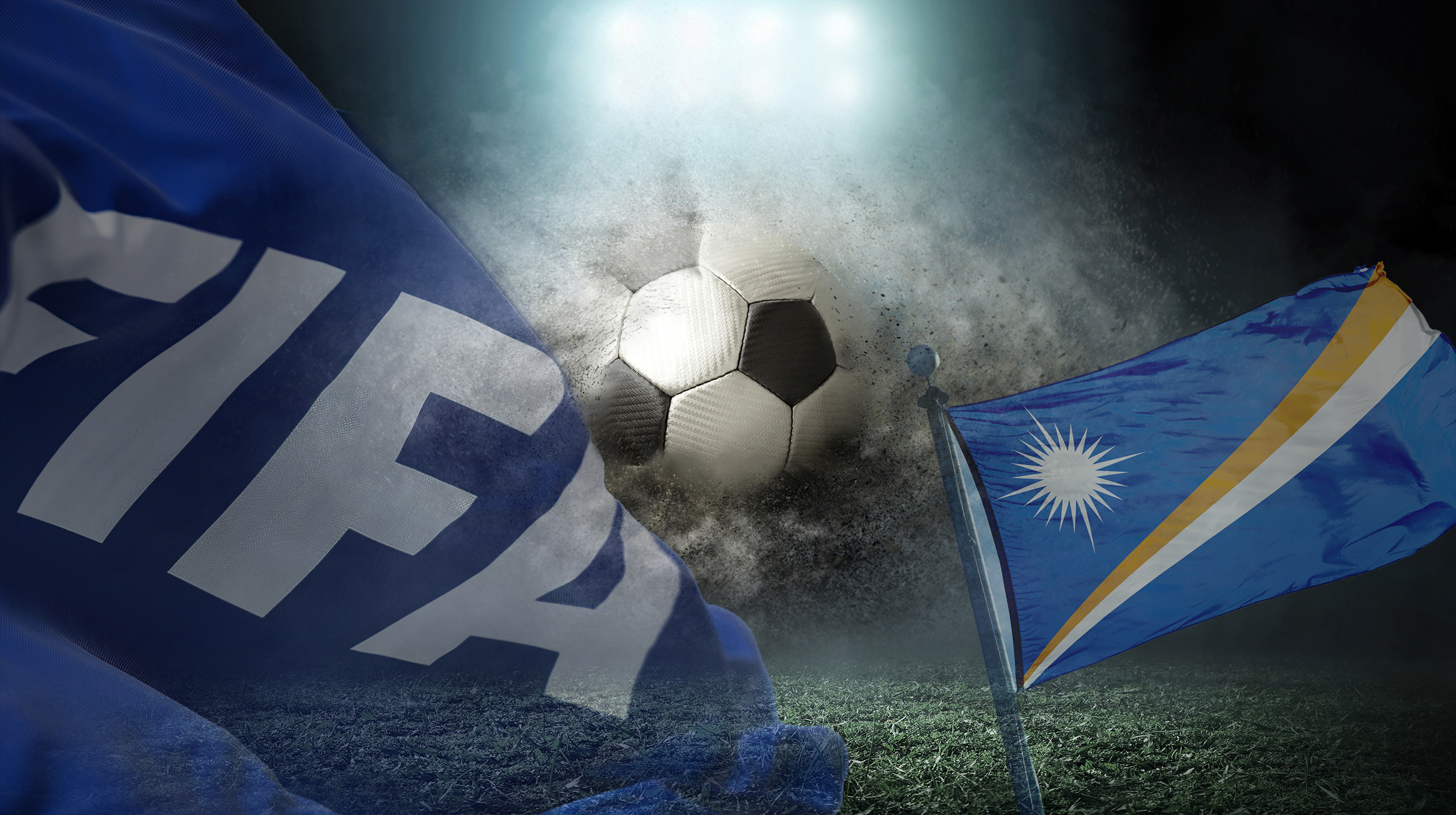 kombo, sa logom FIFA,  fudbalska lopta, Maršalska ostrva.