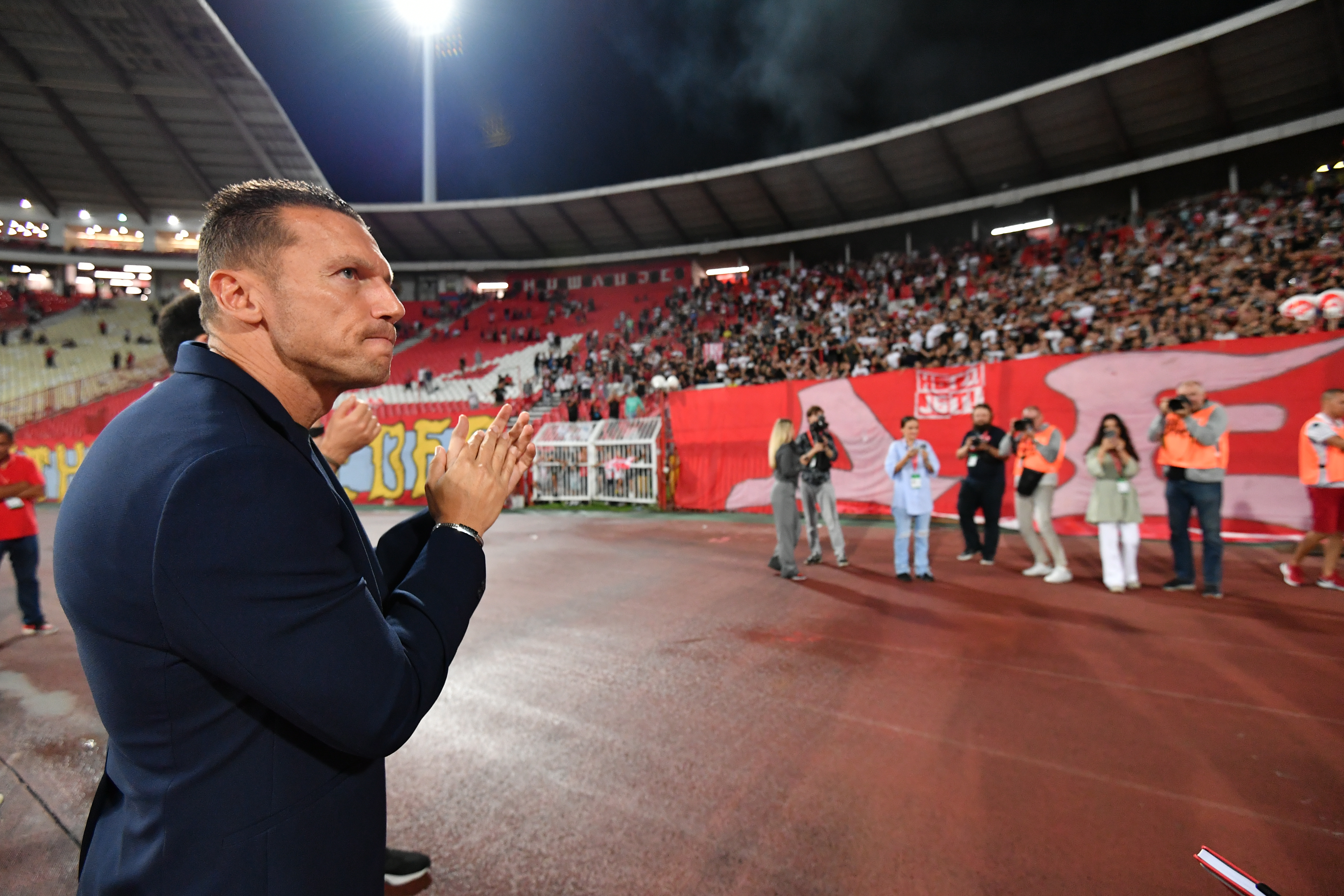 during the Mozzart Super Liga Season 2023/2024 match between Crvena Zvezda and Vojvodina at stadium Rajko Mitic (Marakana) on July 30, 2023 in Belgrade, Serbia. (Photo by David Damnjanovic/Starsport.rs ©)
