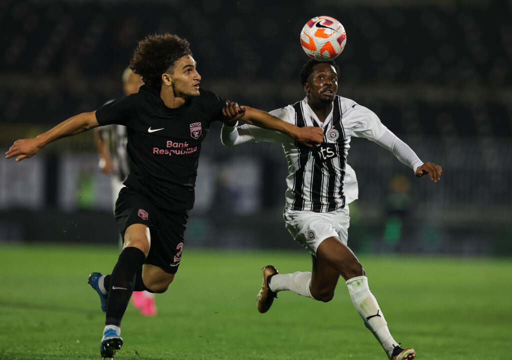 during the UEFA Conference League 2023/2024 qualifiers match between Partizan and Sabah on stadium FC (JNA) on August  17, 2023 in Belgrade, Serbia. (Photo by Srdjan Stevanovic/Starsport.rs ©)