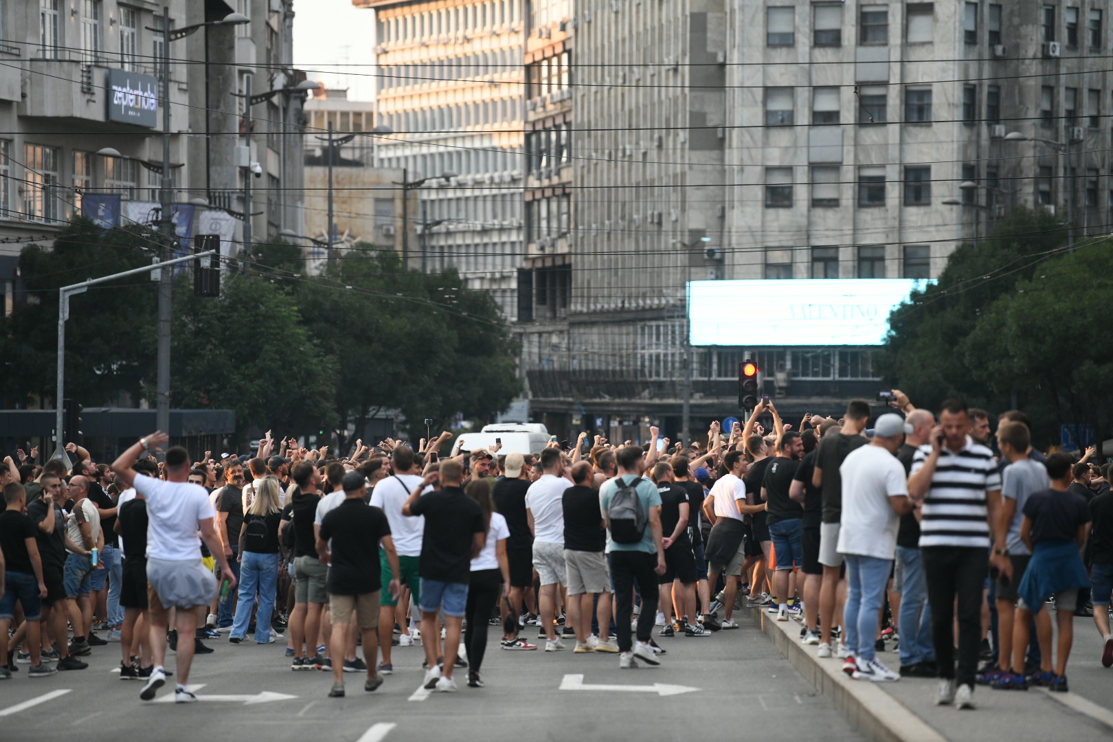 Beograd 31. avgust 2023. Protest navijaca Partizana grobari na Terazijama Foto:Vesna Lalić/Nova.rs