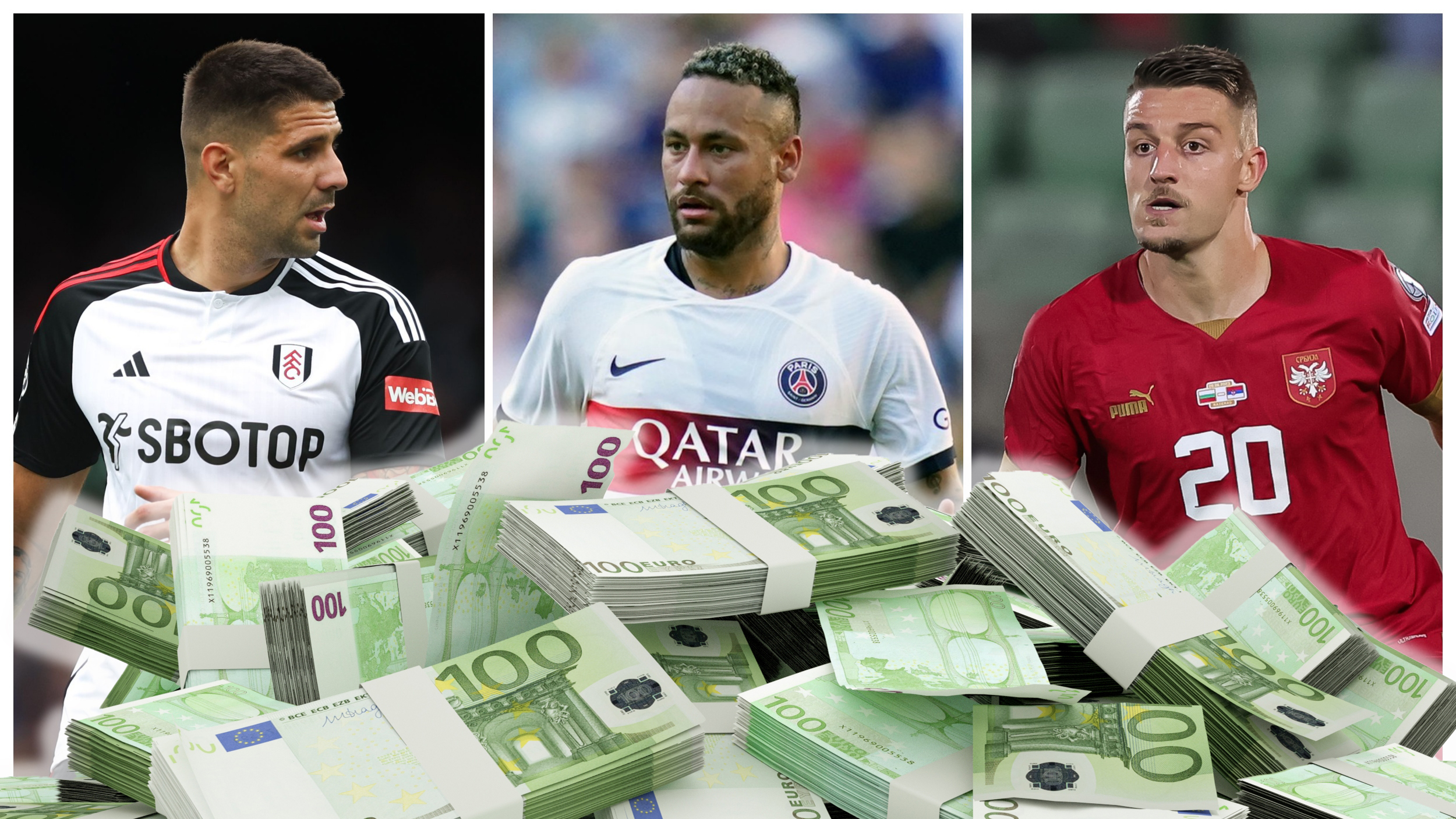 Aleksandar Mitrović levo, Nejmar u sredini i Sergej Milinkovi-Savić