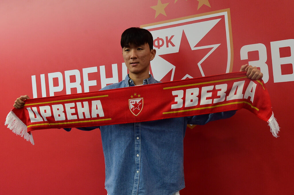 Sports director Mitar Mrkela presented Hvang In Bom, new fc Crvena Zvezda player on press conference held at Rajko Mitic stafium on 14.09.2023, Belgrade, Serbia(Photo by Dusan Milenkovic/Starsport.rs ©)