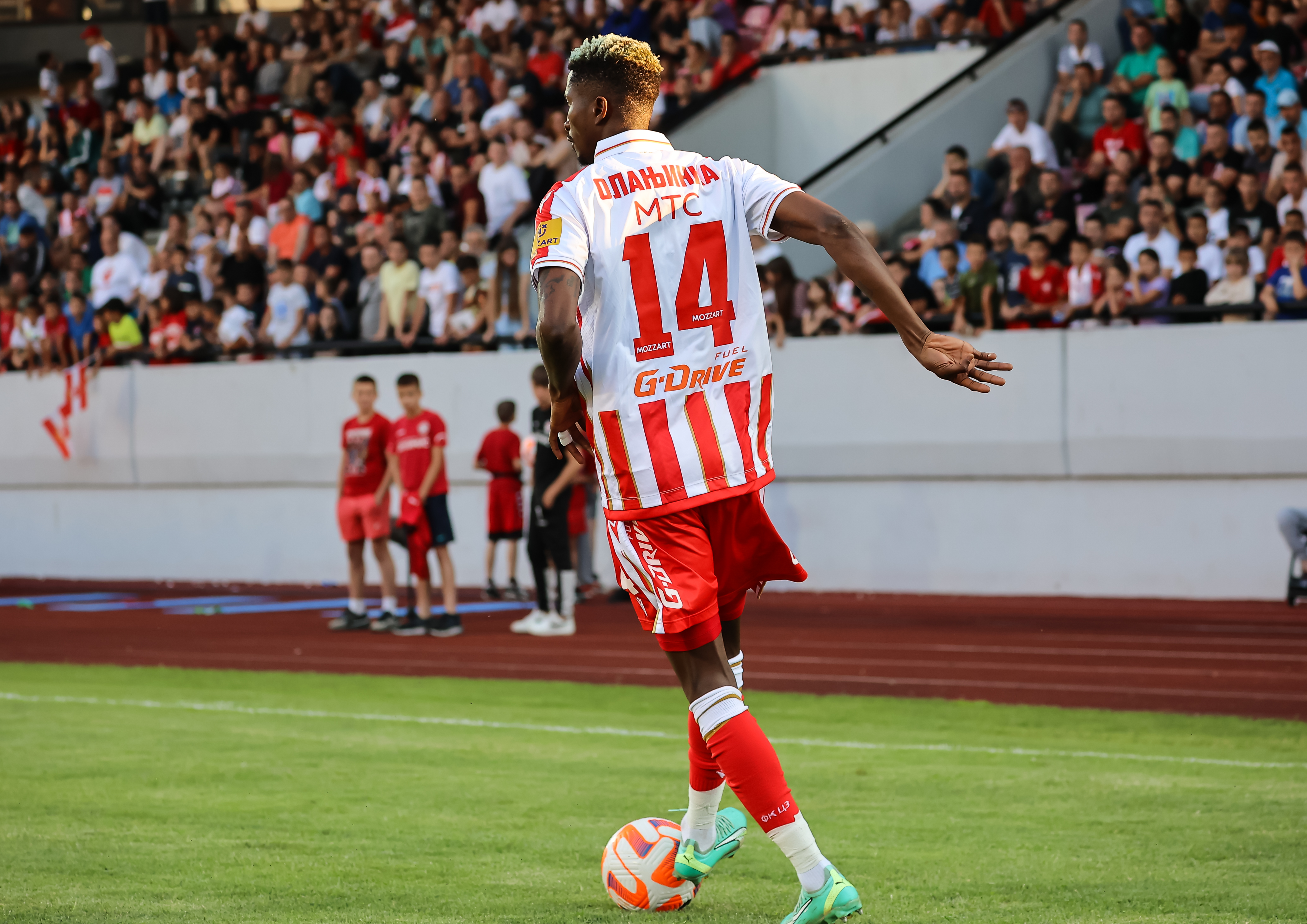 Peter Olayinka Oladeji during the preparation pripremni friendly prijateljski match between Crvena Zvezda and FK Borac Banja Luka at stadium Radomir Antic on June 29, 2023 in Uzice, Serbia. (Photo by Starsport.rs ©)