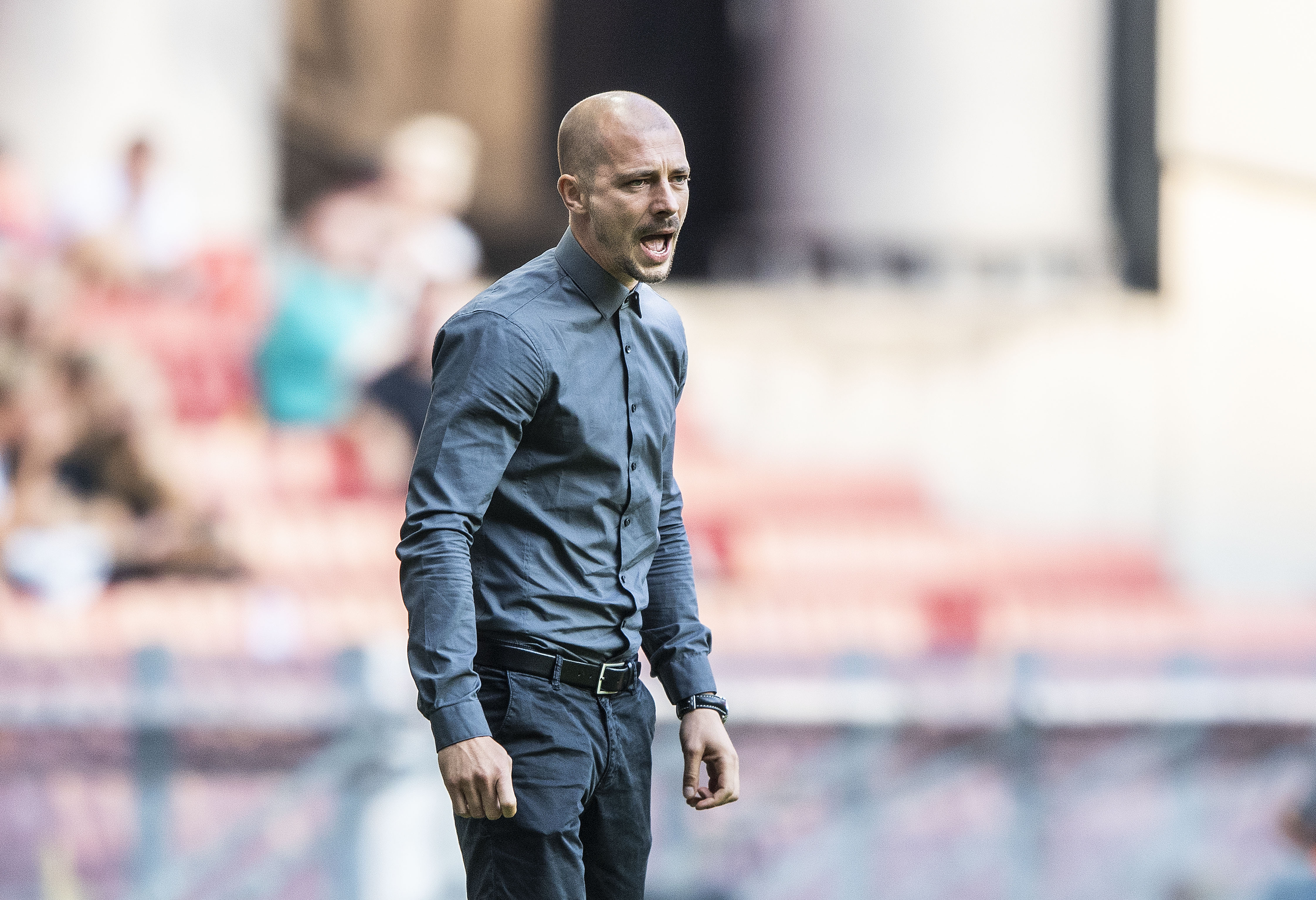epa06953018 Nestor El Maestro, coach of CSKA Sofia, reacts during the UEFA Europa League qualification match between FC Copenhagen and PFC CSKA Sofia, in Copenhagen, Denmark, 16 August 2018.  EPA-EFE/Anders Kjaerbye  DENMARK OUT