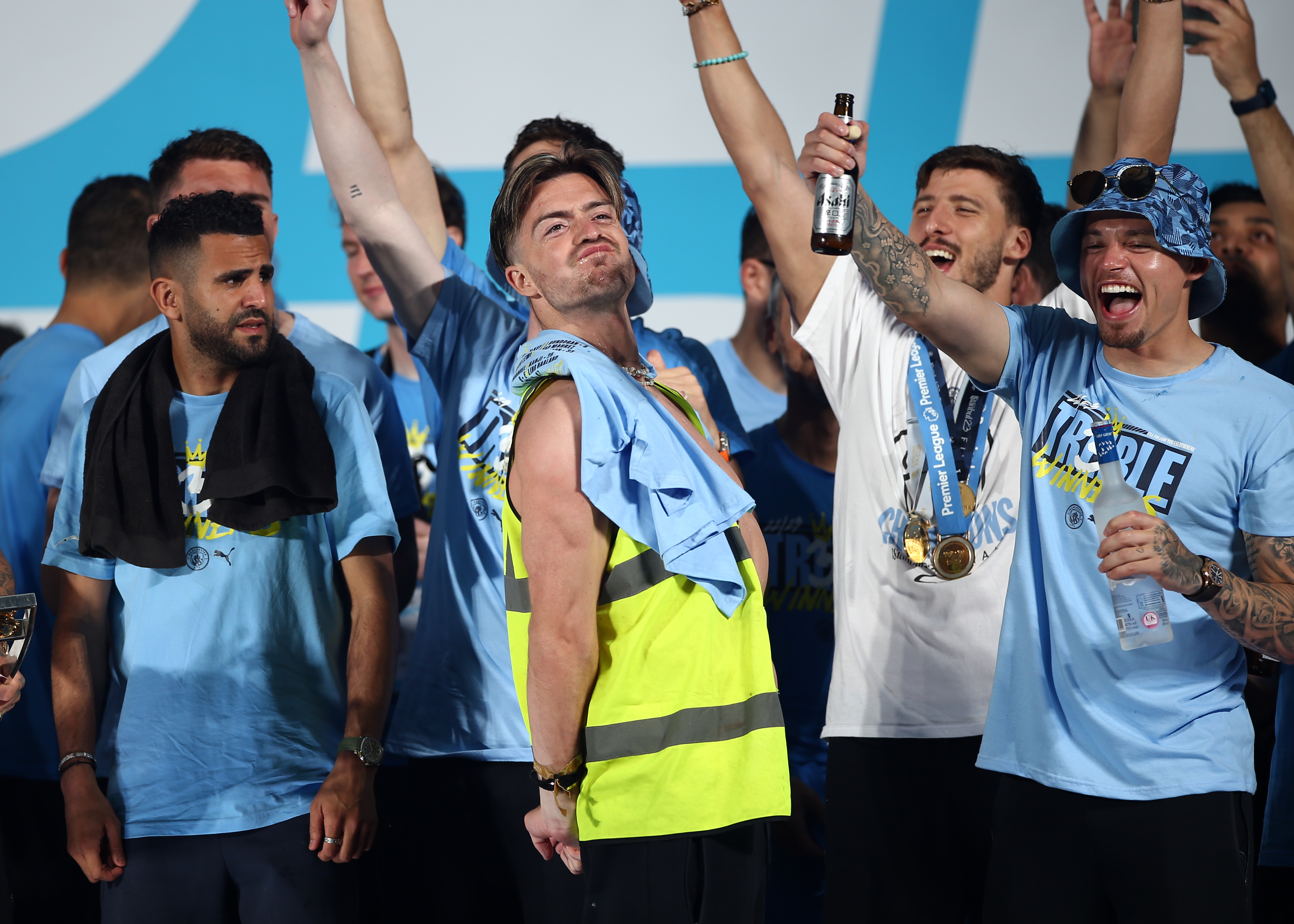 Manchester City parade after their UEFA Champions League victory