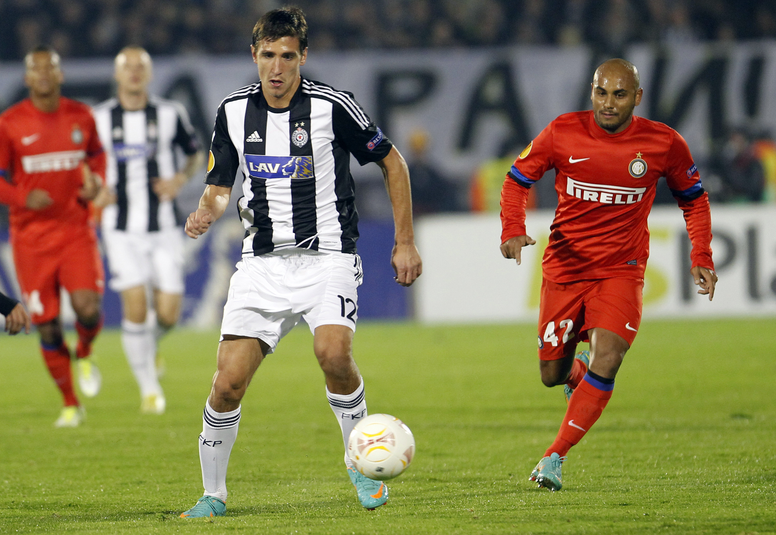 Stefan Scepovic Jonathan (42) UEFA Europa League group H football match between Partizan and FC Internazionale Milano (Inter Milan) in Belgrade Serbia, November 8, 2012. (credit &amp; photo: Pedja Milosavljevic / +381 64 1260959 / thepedja@gmail.com)