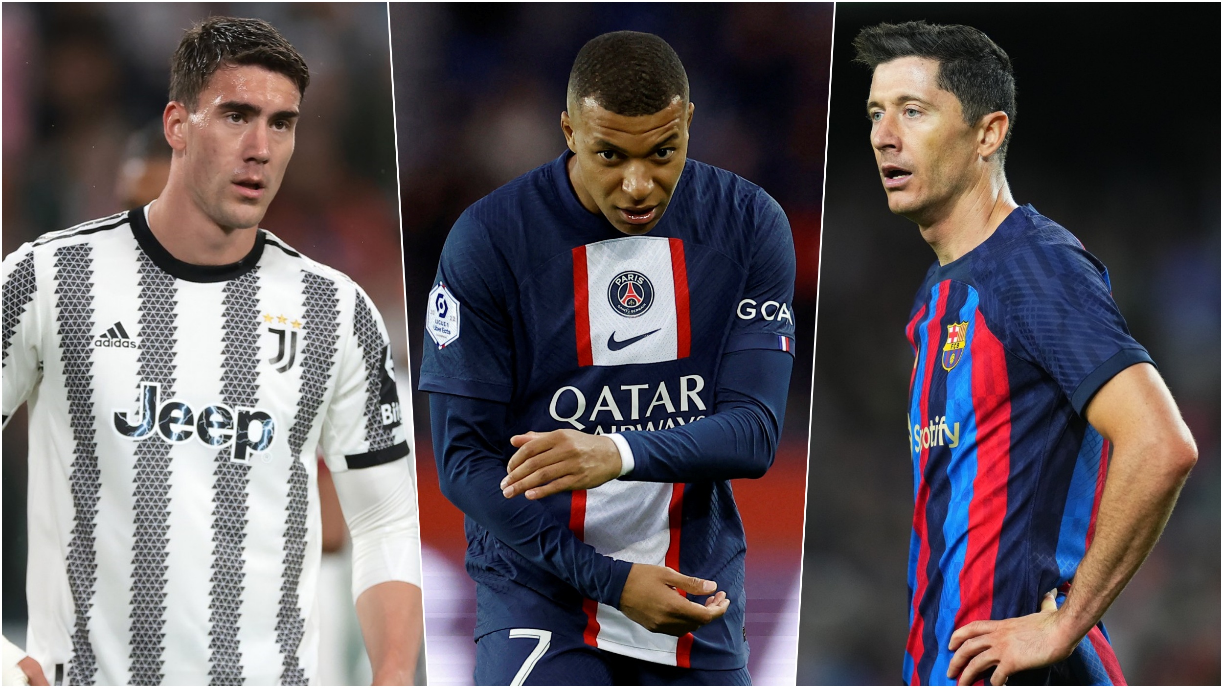 Dušan Vlahović (Juventus), Mbape (PSŽ), Levandovski (Barselona)