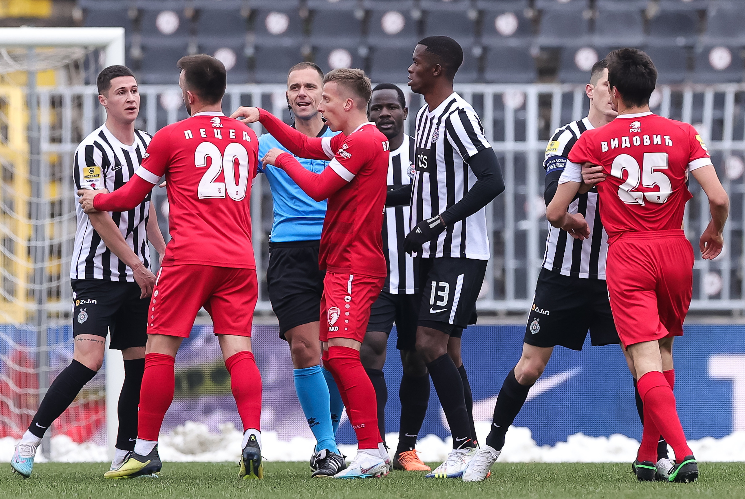 during the Partizan v Radnicki 1923 Kragujevac -  Mozzart Super Liga 2022/2023 match on stadium FK Partizan (JNA) on February 27, 2023 in Belgrade, Serbia. (Photo by Srdjan Stevanovic/Starsport.rs ©)