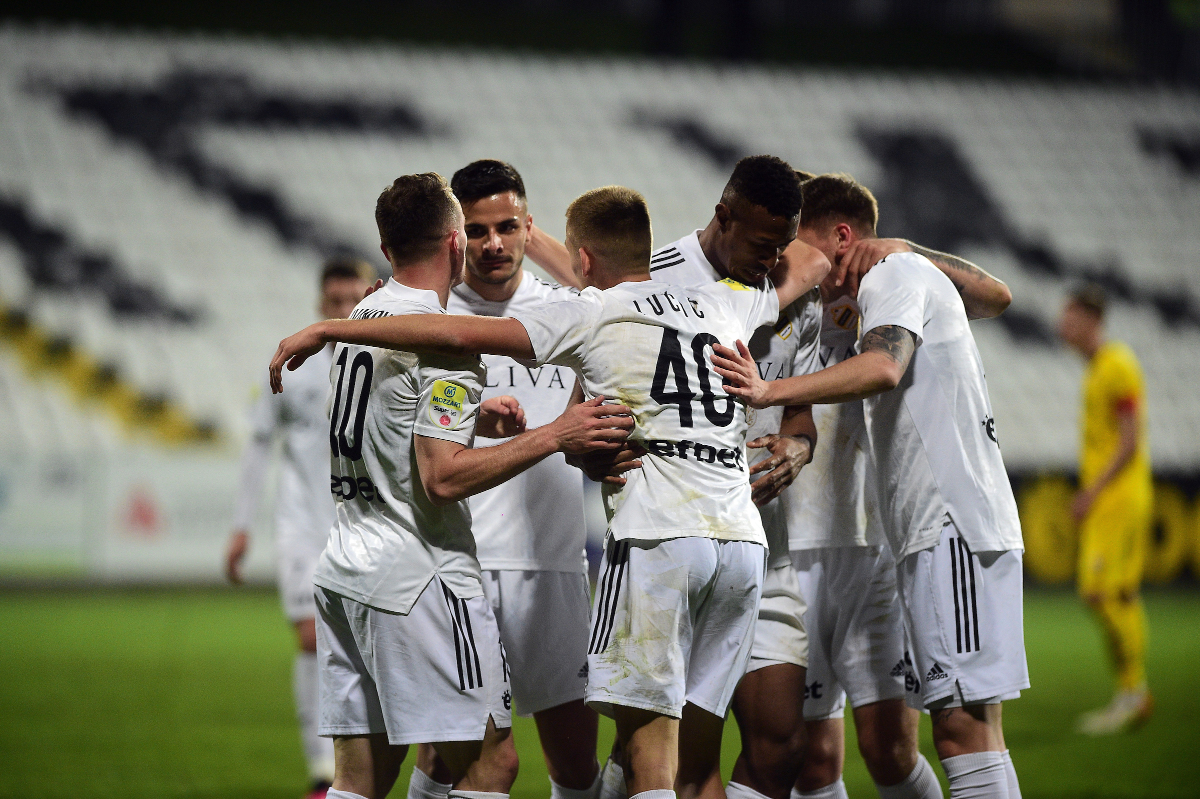 Players of Cukaricki celebrating goal at Mozzart Super Liga Srbije match between fk Cukaricki and fk Vozdovac was played in Belgrade, March 19th 2023, on Cukaricki stadium (Photo by Dusan Milenkovic/Starsport.rs ©)