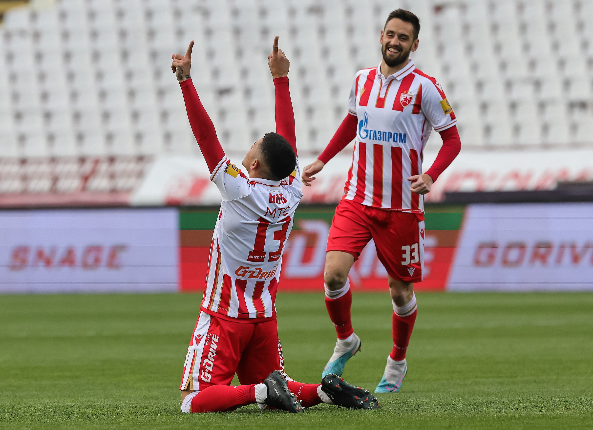 during the Mozzart Super Liga match between Crvena Zvezda and Radnicki 1923 at stadium Rajko Mitic (Marakana) on April 10, 2023 in Belgrade, Serbia. (Photo by Srdjan Stevanovic/Starsport.rs ©)