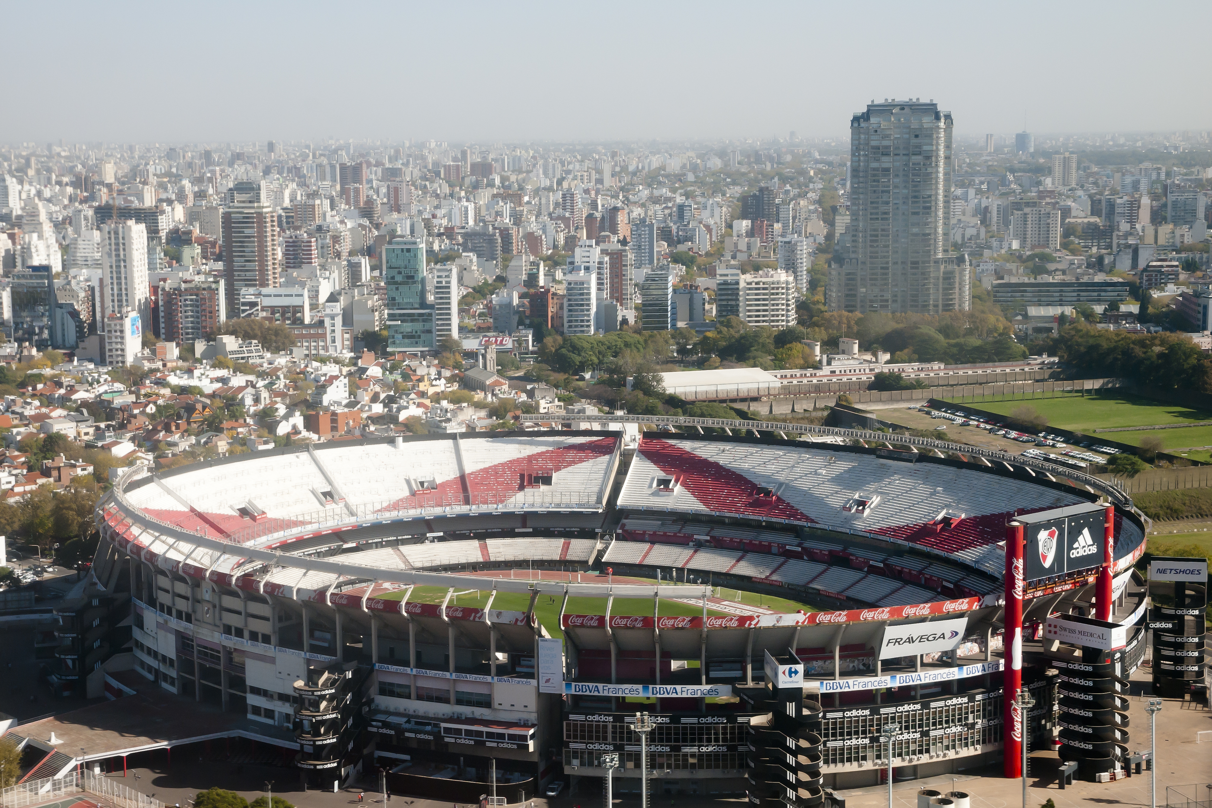 BUENOS AIRES, ARGENTINA - May 5, 2015: River Plate football team stadium also known as Antonio Vespucio Liberti stadium. The stadium is also the venue for the national football team of Argentina.
