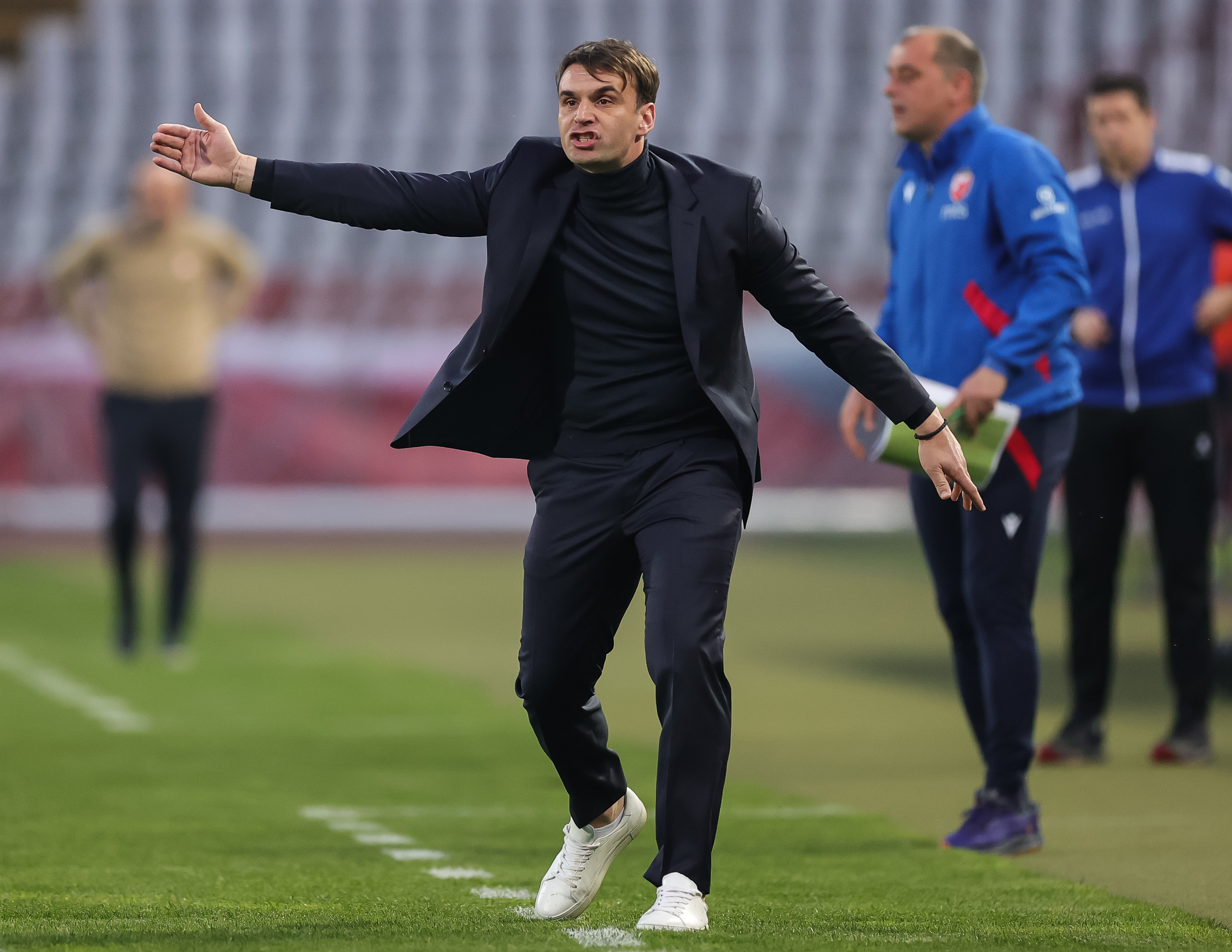 during the Play Off Mozzart Super Liga match between Crvena Zvezda and TSC Backa Topola at stadium Rajko Mitic (Marakana) on April 22, 2022 in Belgrade, Serbia. (Photo by Srdjan Stevanovic/Starsport.rs ©)