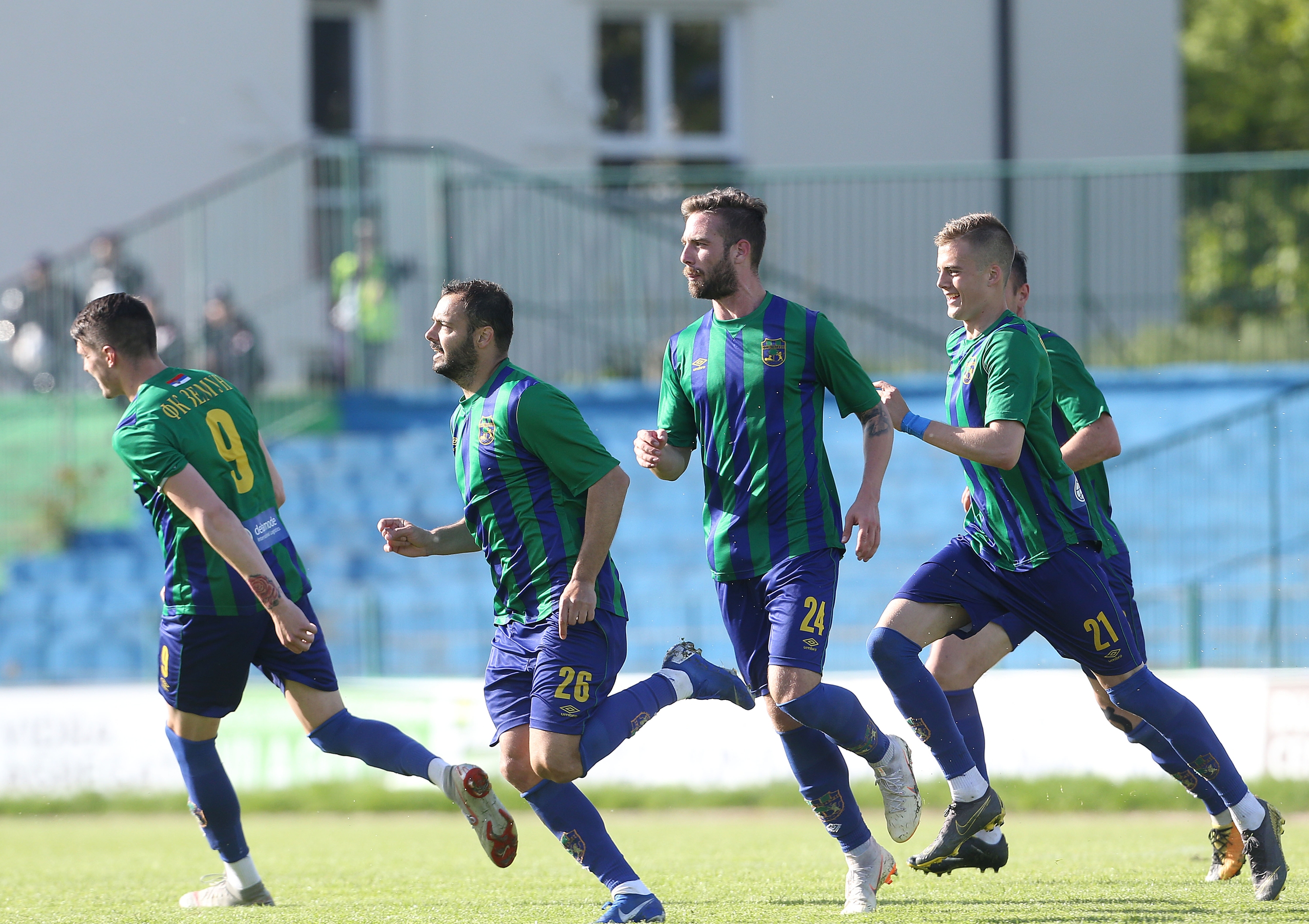 Fudbal Super League Play Out Season 2018-2019
Zemun v Radnik (Surdulica)
from left Filip Kukulicic Nemanja Tomic Milan Savic and Ivan Ilic celebrate 
Beograd, 05.11.2019
foto: Marko Spasojevic/Starsportphoto ©