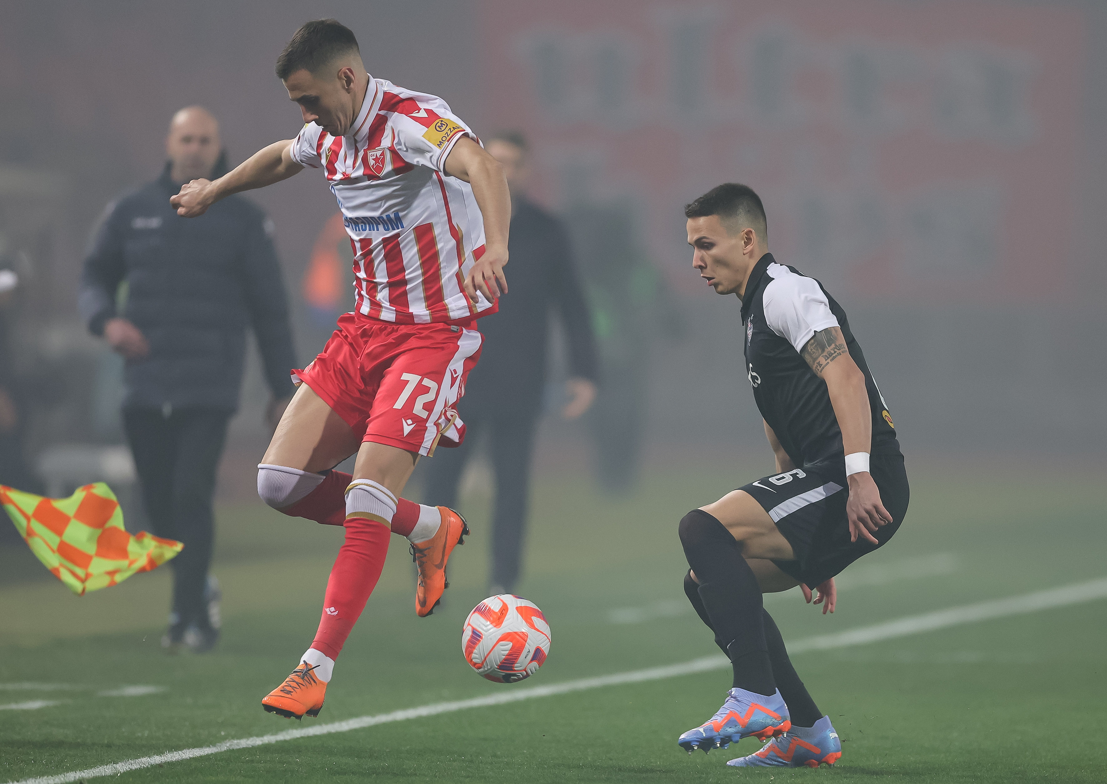 during the Mozzart Super Liga 169 Derby Derbi match between Crvena Zvezda and FK Partizan at stadium Rajko Mitic (Marakana) on March 03, 2022 in Belgrade, Serbia. (Photo by Srdjan Stevanovic/Starsport.rs ©)