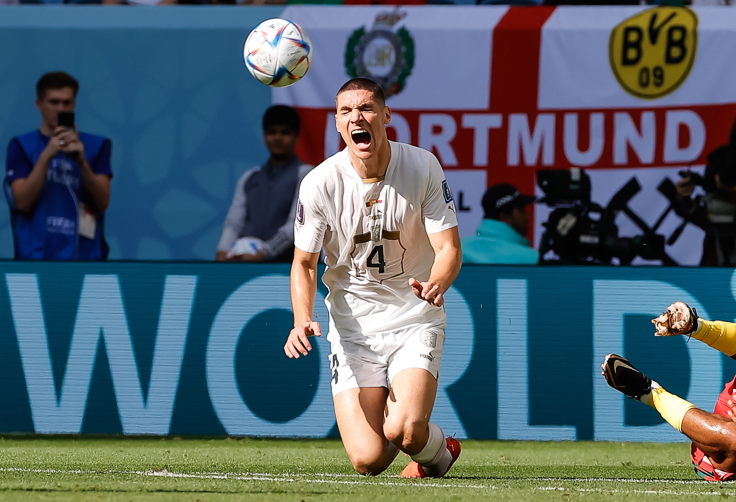 Nikola Milenkovic during Fifa World Cup 2022, Group stage G, football match between Cameroon and Serbia. Photo by Predrag Milosavljevic/Starsport.rs