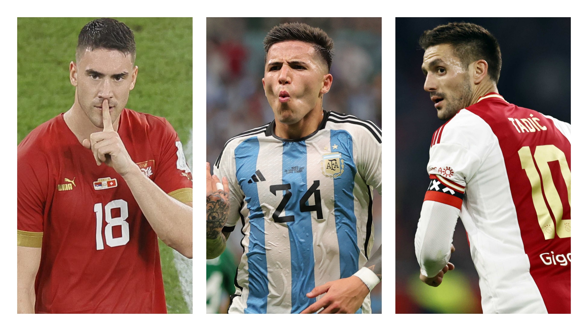 Dušan Vlahović, Enzo Fernandez sa Svetskog iz dress Argentine, Dušan Tadić kombo