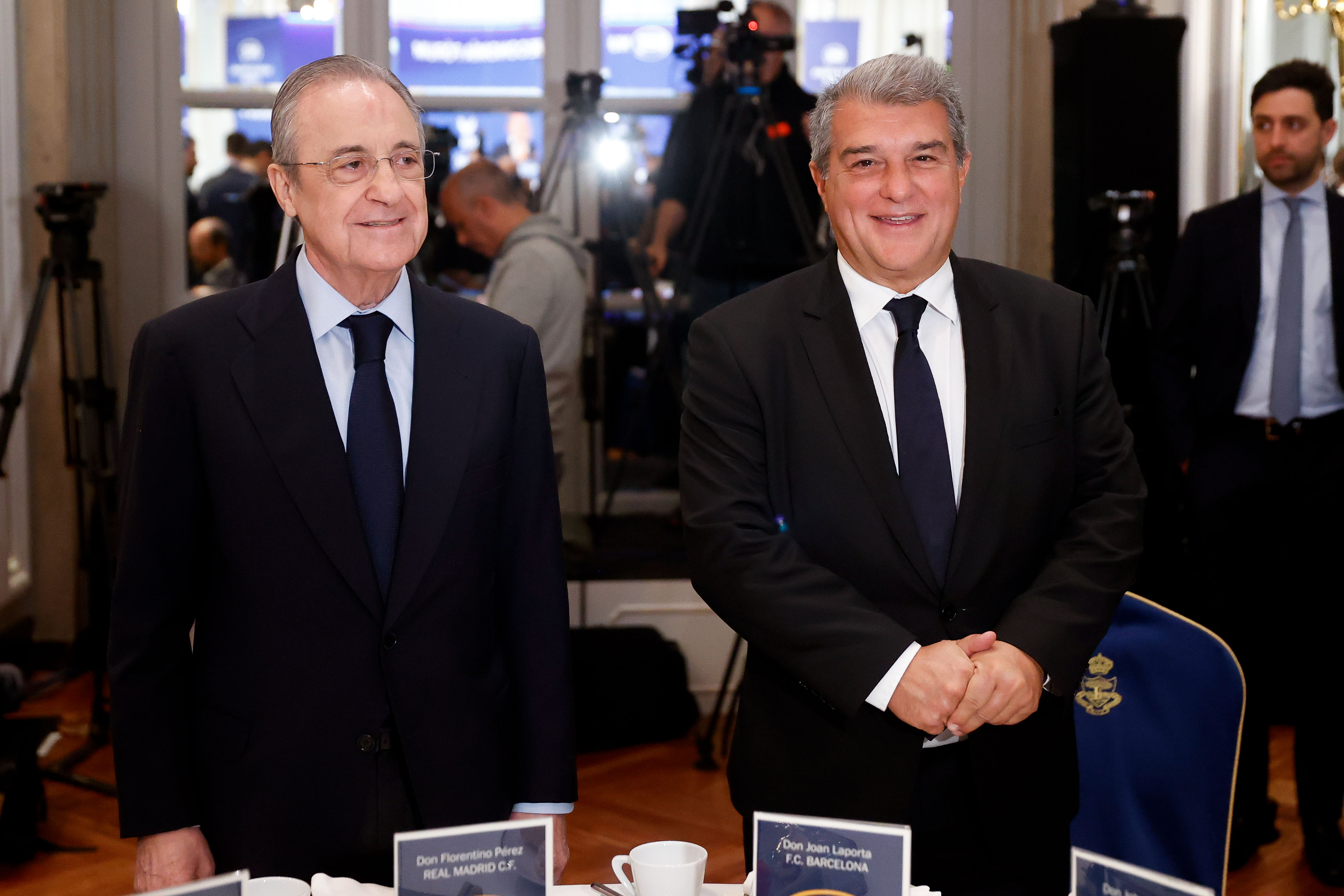 Florentino and Laporta attend briefing breakfast on Super League