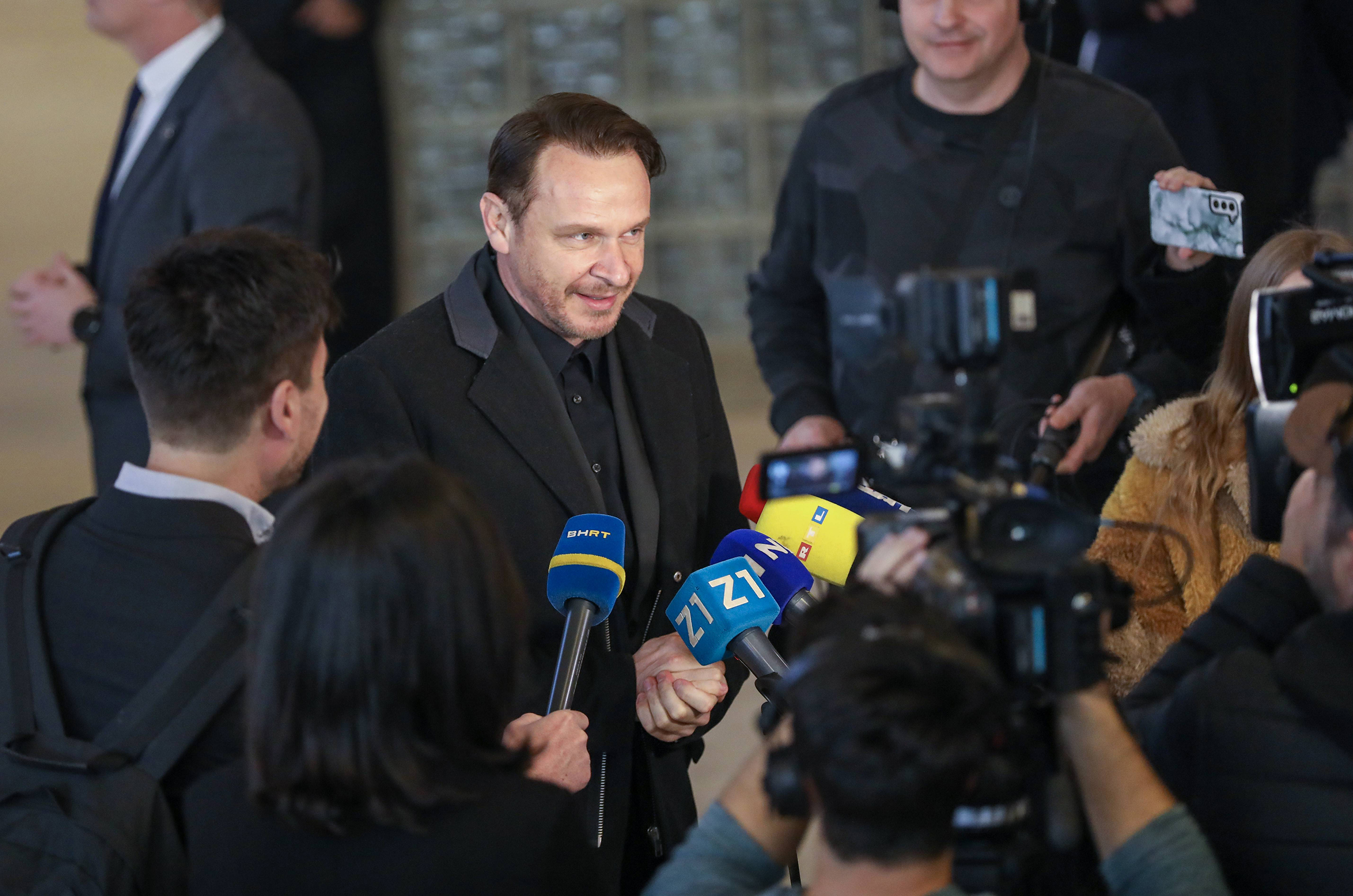 Zagreb, 15.02.2023 - Komemoracija Miroslavu Ciri Blazevicu odrzana je danas u KD Vatroslav Lisinski u Zagrebu. Na fotografiji Enis Beslagic.  (BETAPHOTO/HINA/Lana SLIVAR DOMINIC)