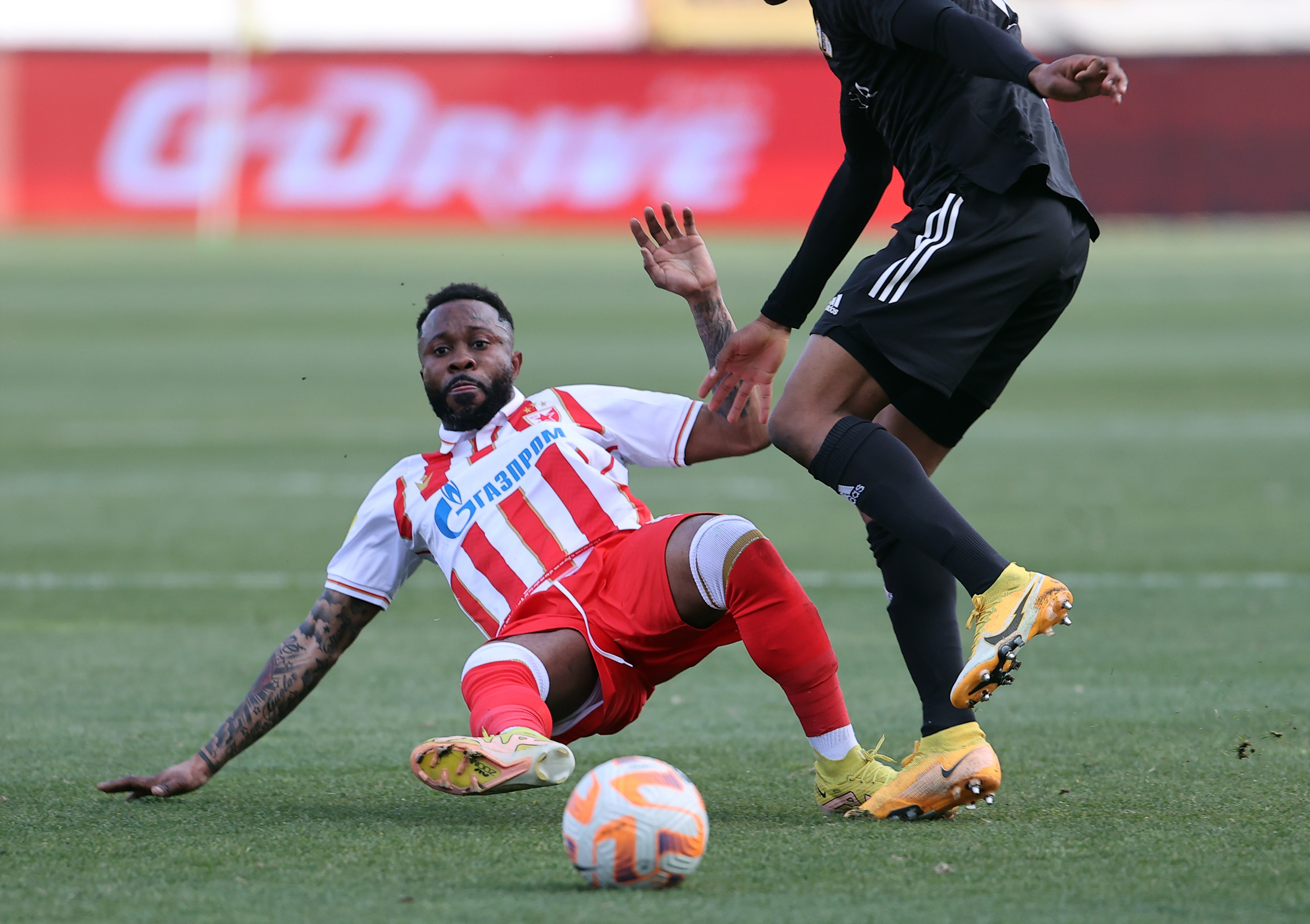 during the Mozzart Super Liga match between Crvena Zvezda and FK Cukaricki at stadium Rajko Mitic (Marakana) on February 18, 2022 in Belgrade, Serbia. (Photo by Srdjan Stevanovic/Starsport.rs ©)
