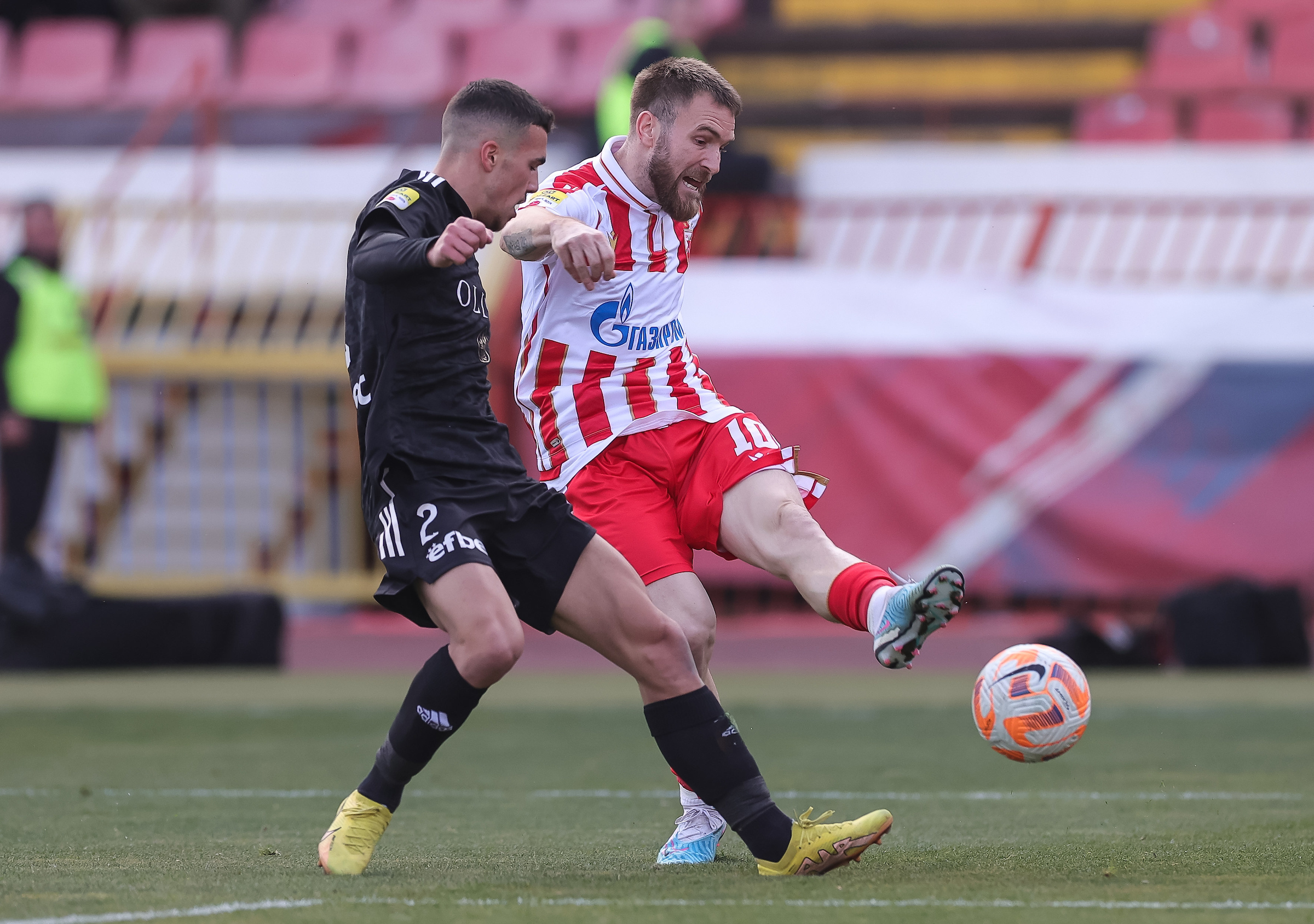 during the Mozzart Super Liga match between Crvena Zvezda and FK Cukaricki at stadium Rajko Mitic (Marakana) on February 18, 2022 in Belgrade, Serbia. (Photo by Srdjan Stevanovic/Starsport.rs ©)