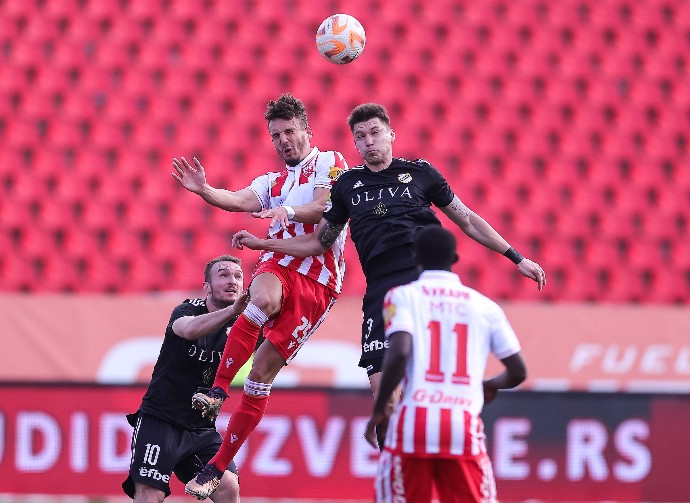 during the Mozzart Super Liga match between Crvena Zvezda and FK Cukaricki at stadium Rajko Mitic (Marakana) on February 18, 2022 in Belgrade, Serbia. (Photo by Srdjan Stevanovic/Starsport.rs ©)
