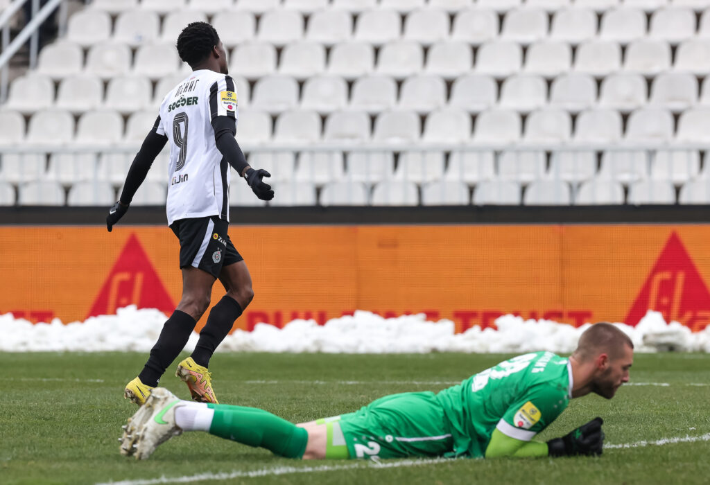 during the Partizan v Radnicki 1923 Kragujevac -  Mozzart Super Liga 2022/2023 match on stadium FK Partizan (JNA) on February 27, 2023 in Belgrade, Serbia. (Photo by Srdjan Stevanovic/Starsport.rs ©)