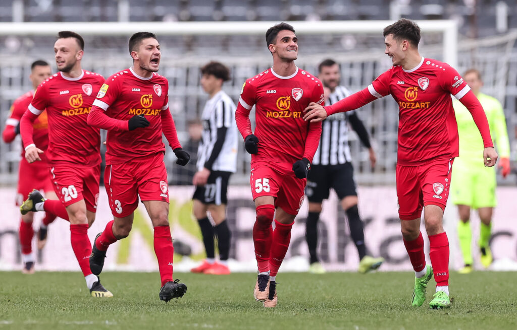 during the Partizan v Radnicki 1923 Kragujevac -  Mozzart Super Liga 2022/2023 match on stadium FK Partizan (JNA) on February 27, 2023 in Belgrade, Serbia. (Photo by Srdjan Stevanovic/Starsport.rs ©)