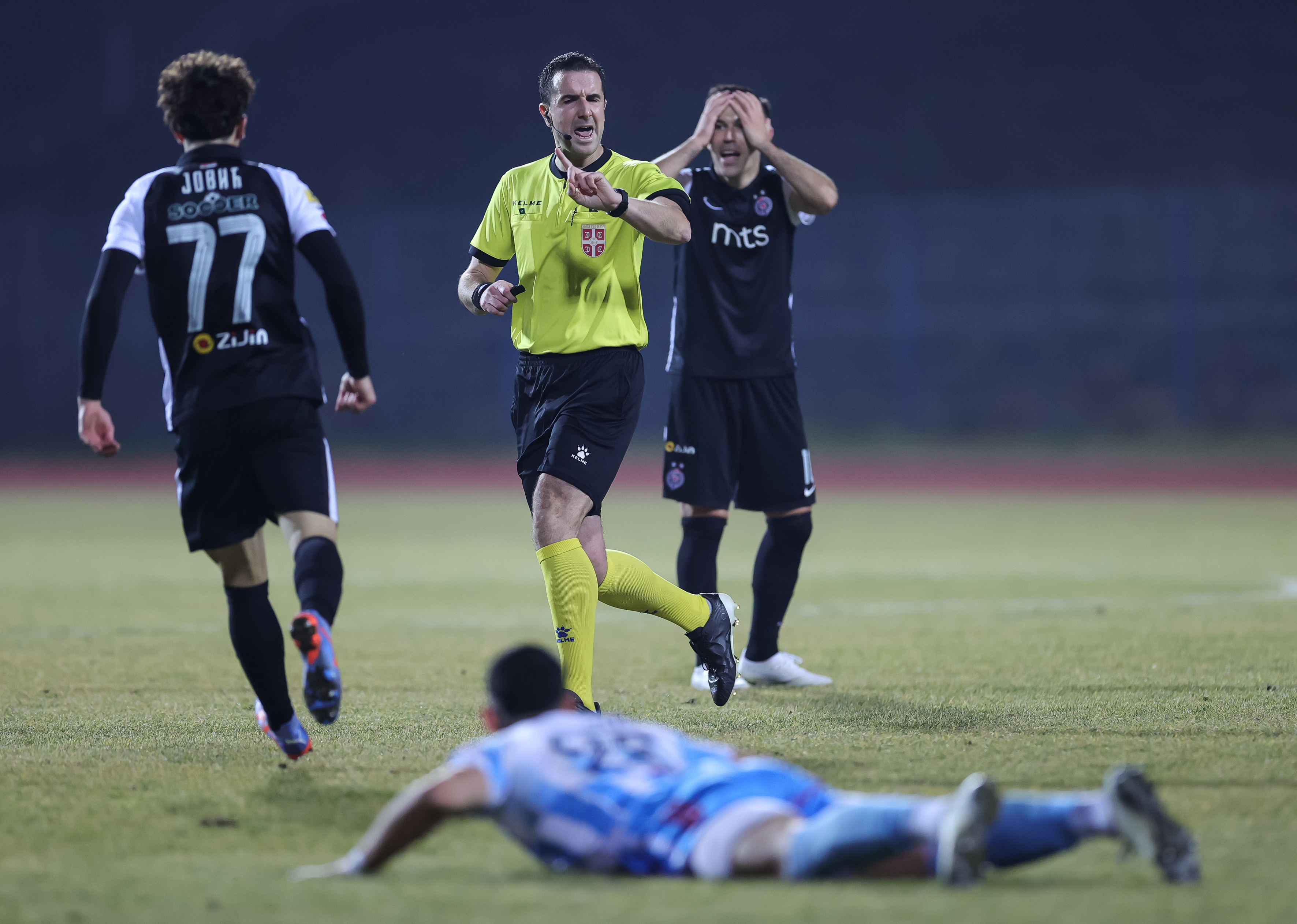 referee sudija Aleksandar Zivkovic  during the Mozzart Super Liga 2022/2023 match between Spartak Zdrebceva Krv and FK Partizan at stadium Subotica on February 19, 2023 in Subotica, Serbia. (Photo by Srdjan Stevanovic/Starsport.rs ©)