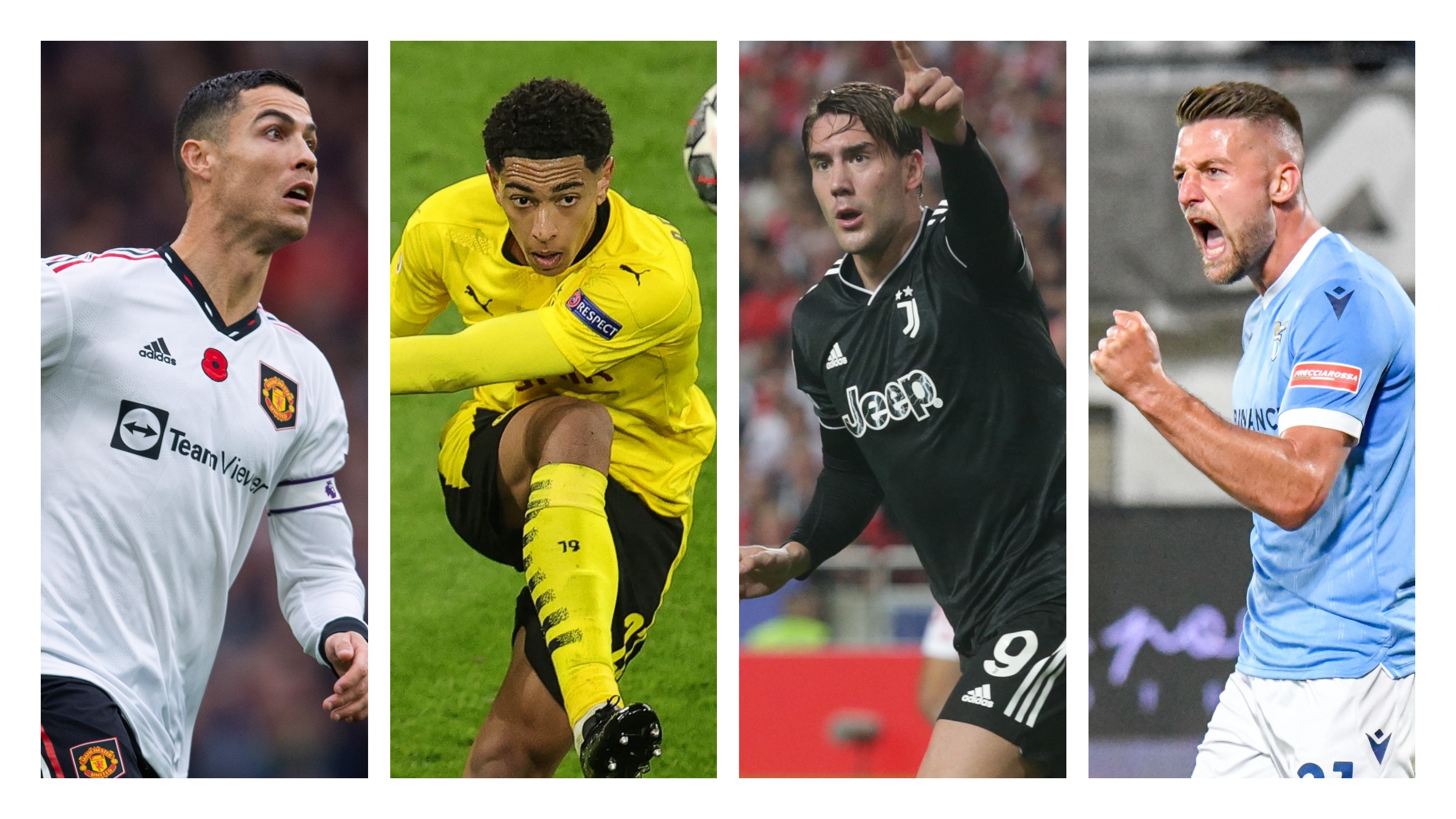 Kristijano Ronaldo (Mančester junajted), Džud Belingem (Borusija Dortmund) i Dušan Vlahović 
(Juventus) i Sergej Milinković Savić (Lacio).  KOMBO