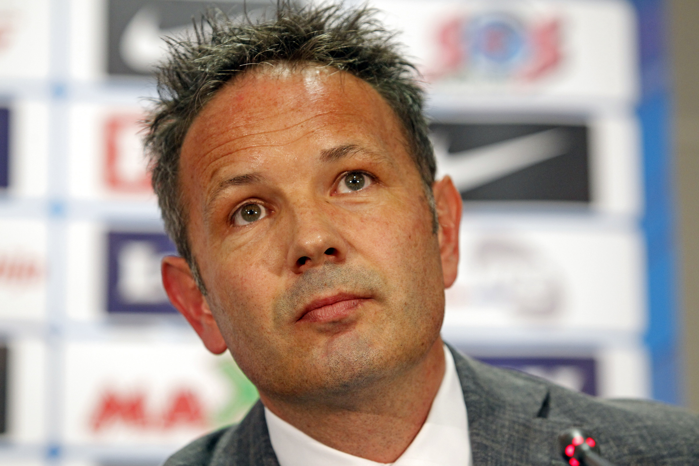 Serbian national football team head coach Sinisa Mihajlovic at the press conference after signing ceremony in Stara Pazova, Serbia, Monday,  May 21, 2012. (credit &amp; photo: Pedja Milosavljevic / +381 64 1260 959 / thepedja@gmail.com)