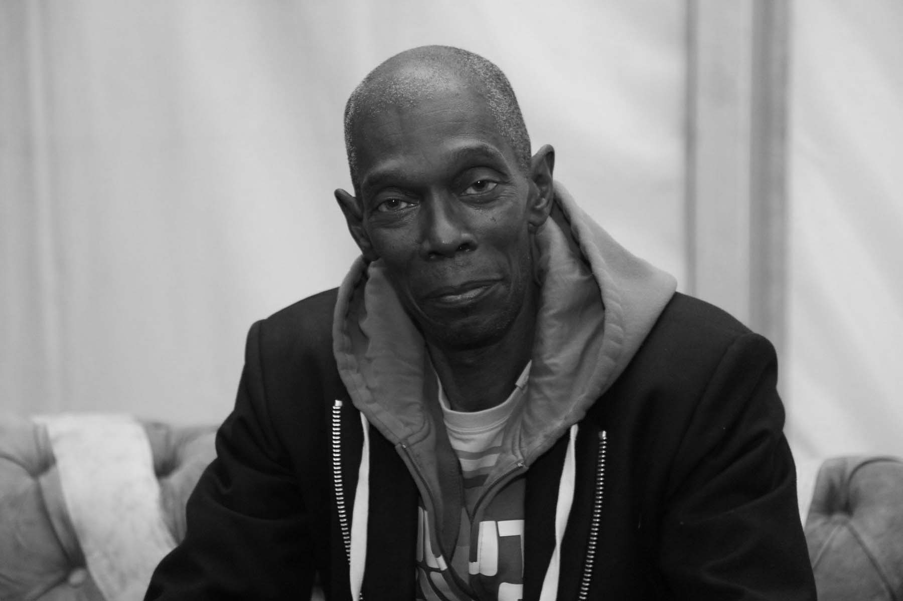 Knebworth Park, Herfordshire, UK. 2nd September, 2018. Maxi Jazz poses for a portrait backstage on the second day of the very first Cool Britannia Festival at Knebworth Park.