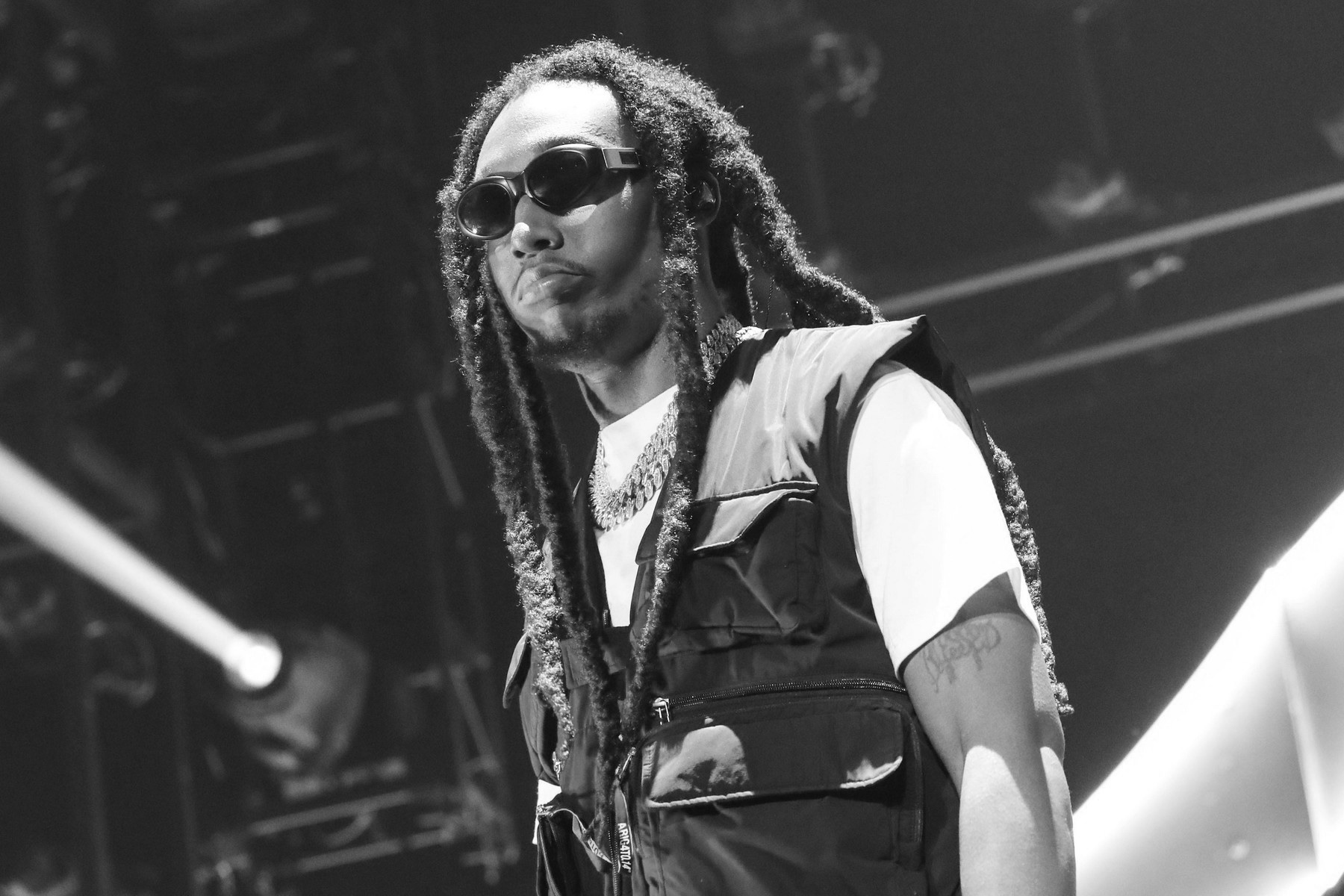 LOS ANGELES, CALIFORNIA, USA - JUNE 22: Rapper Takeoff of Migos performs at the 7th Annual BET Experience At L.A. LIVE Presented By Coca-Cola - Day 3 held at Staples Center on June 22, 2019 in Los Angeles, California, United States. (Photo by Xavier Colli