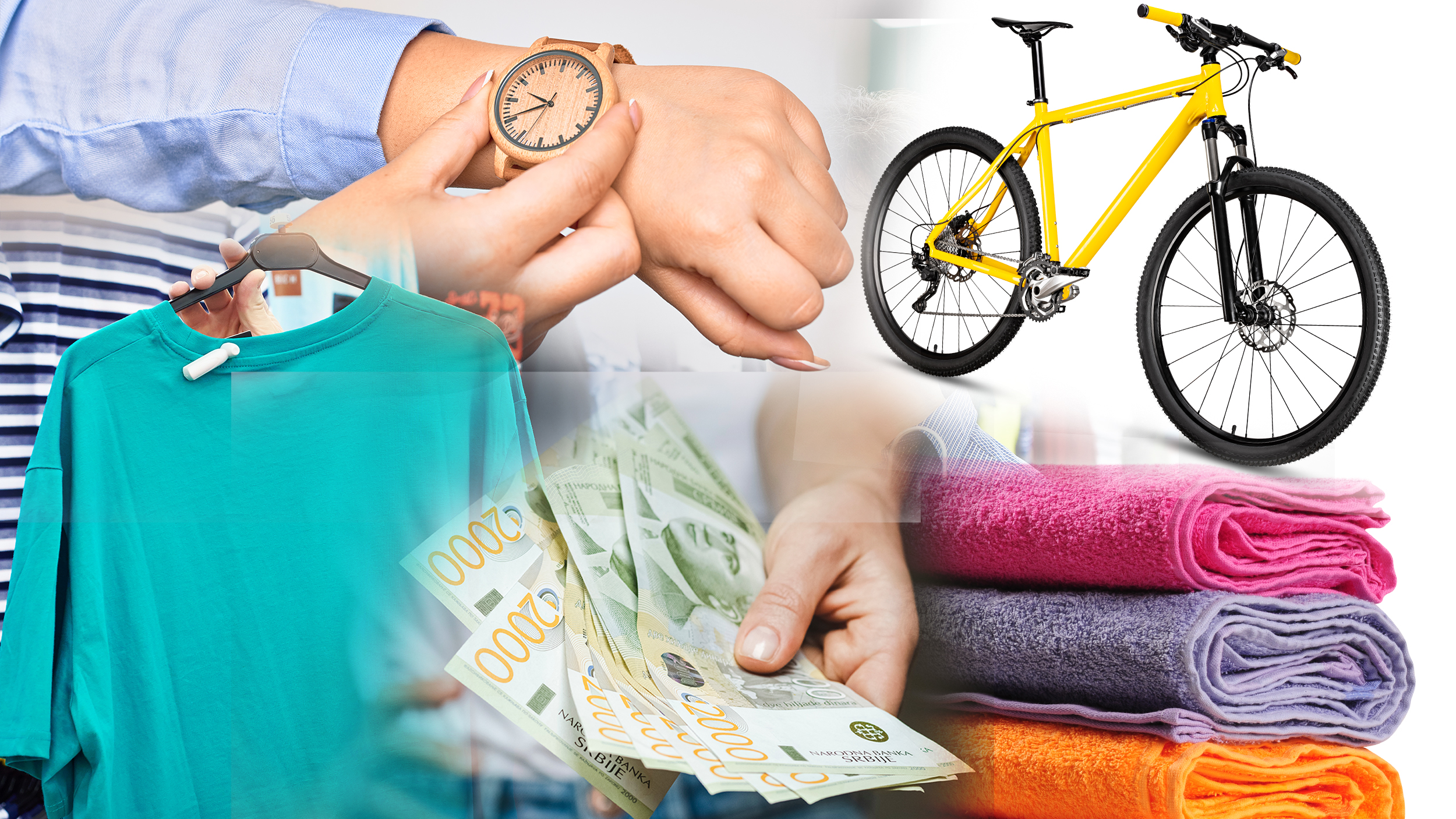 bicikl, šolje, majice, ručni sat, peškiri aukcija