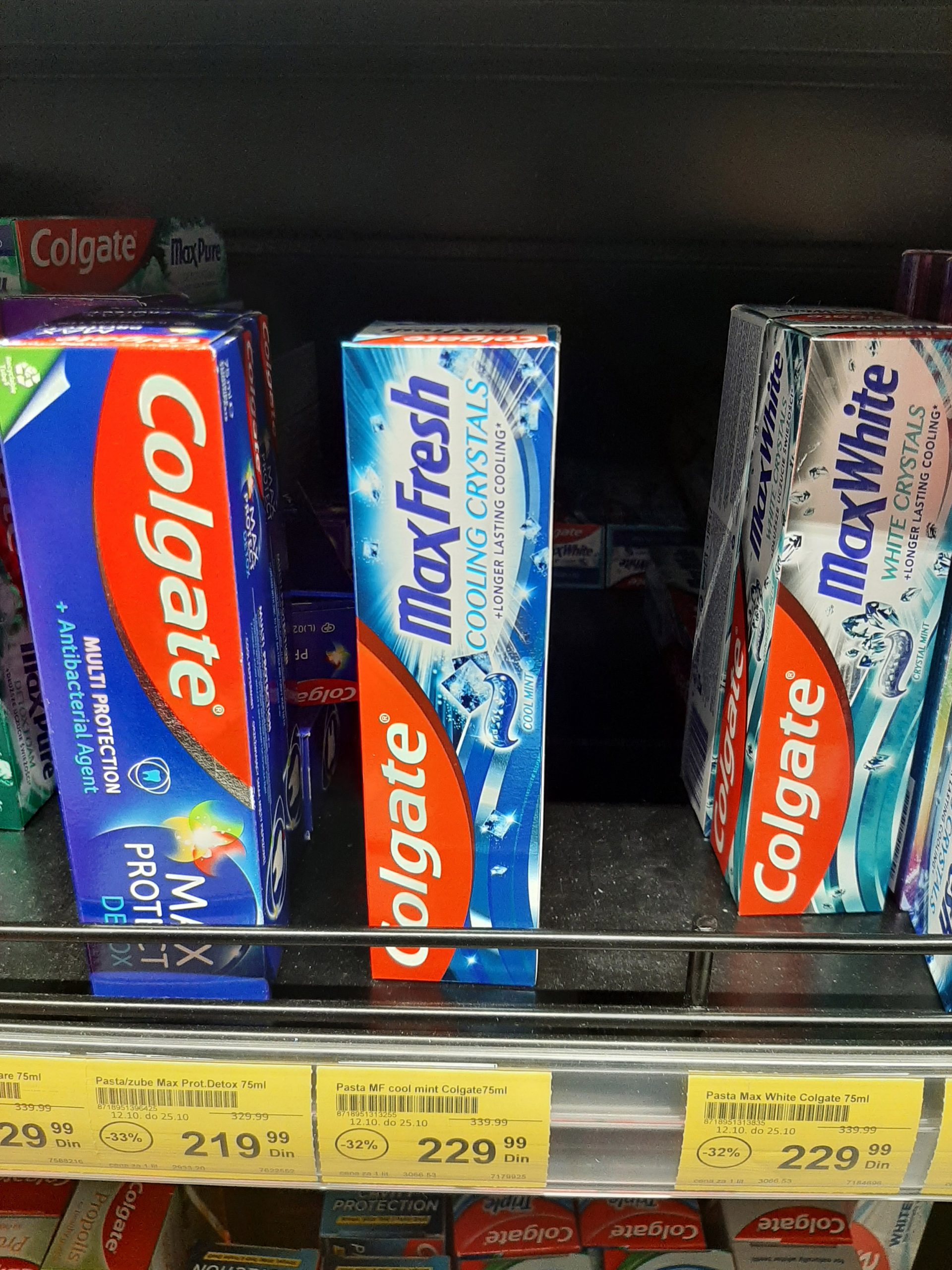 Proizvodi za licnu higijenu, pasta za zube, cene, cene prodavnice rafovi raf  kozmetika