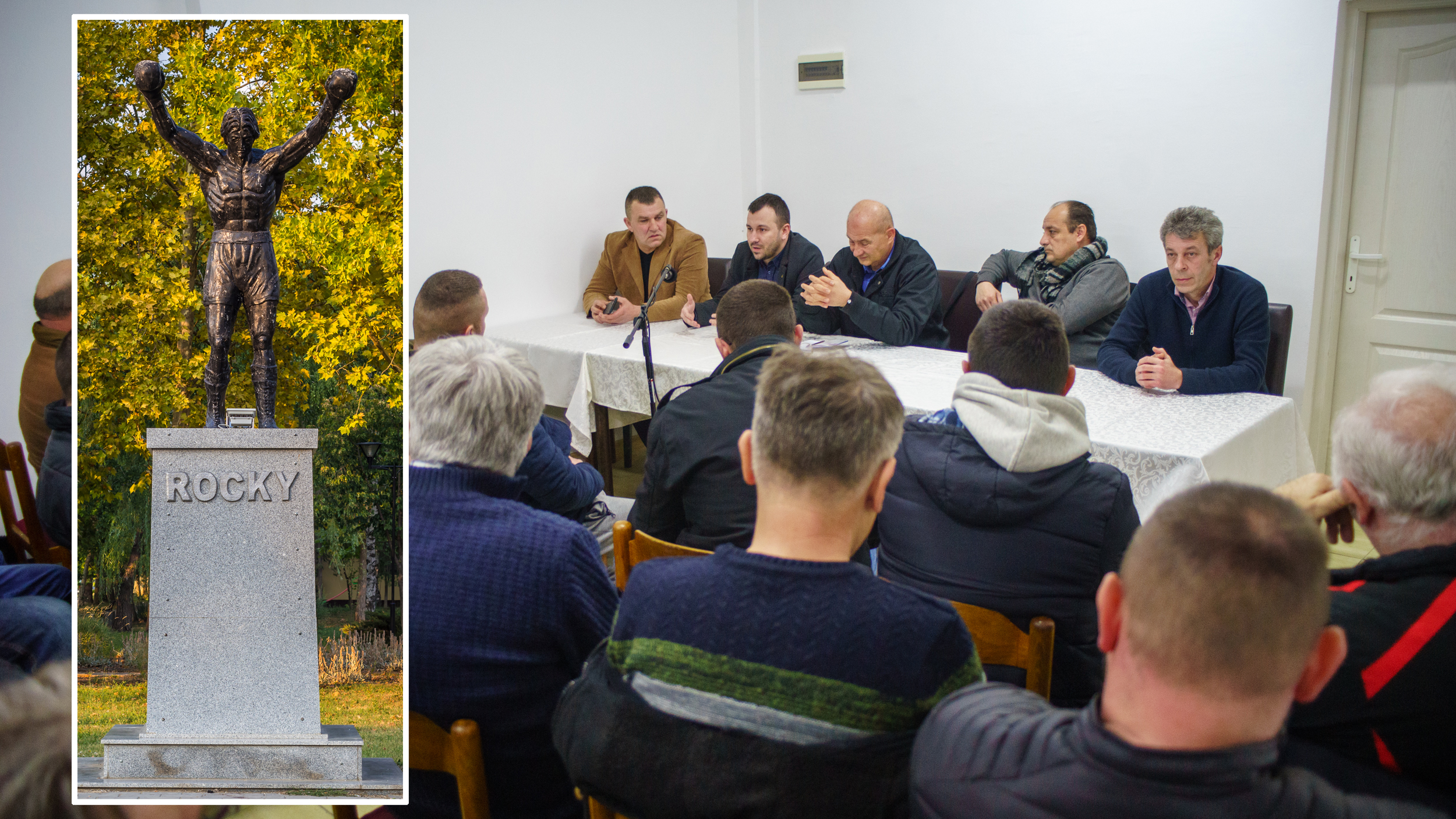 Žitište, sastanak opozicije u Žitištu, opozicija, spomenik, Roki Balboa, kombo Foto: Lazar Miljević/Shutterstock/niko milinkovic