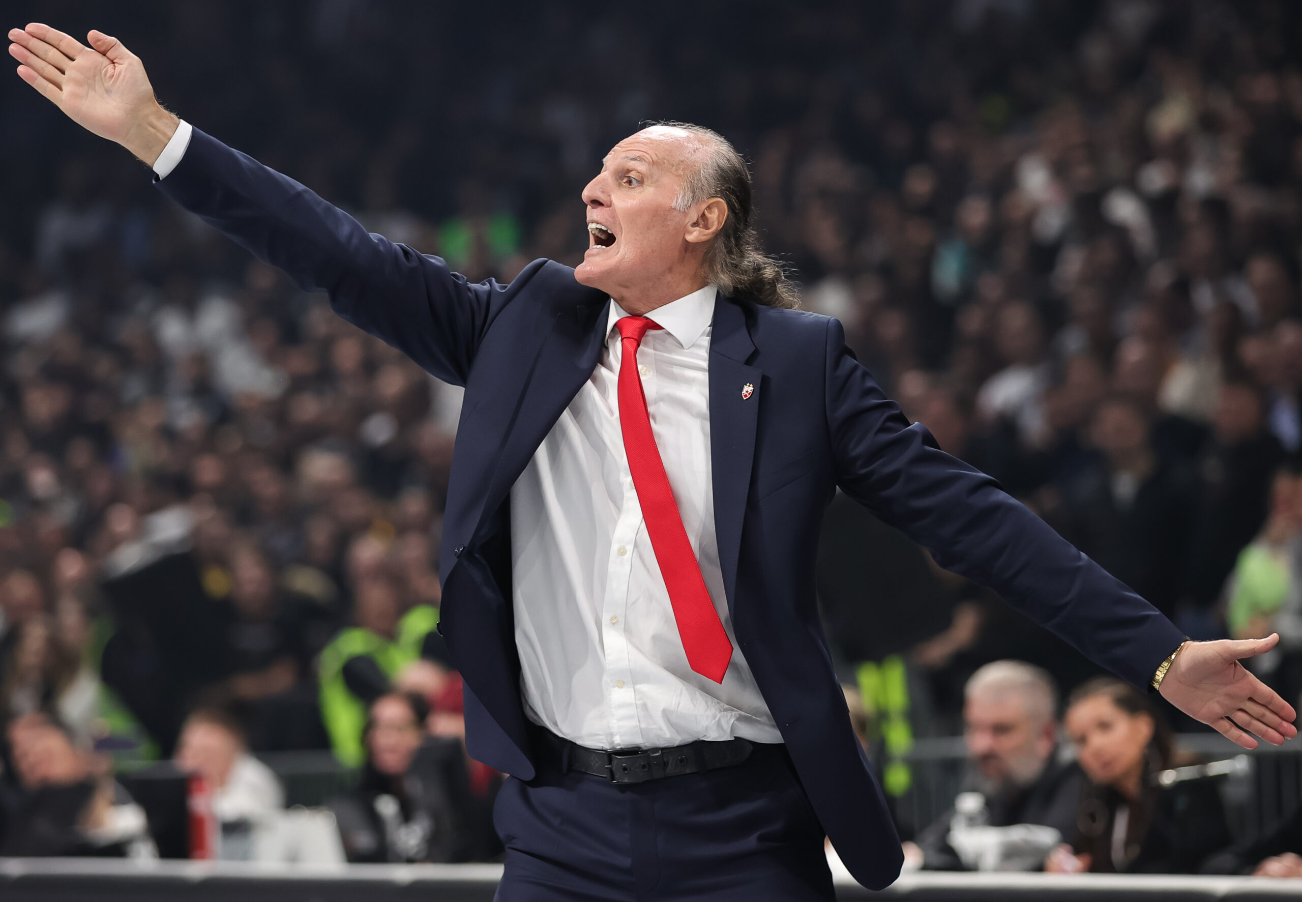 during the Turkish Airlines EuroLeague match between Partizan Mozzart Bet Belgrade and Crvena Zvezda mts Belgrade at Stark Arena on December 08, 2022 in Belgrade, Serbia. (Photo by Srdjan Stevanovic/Starsport.rs ©)