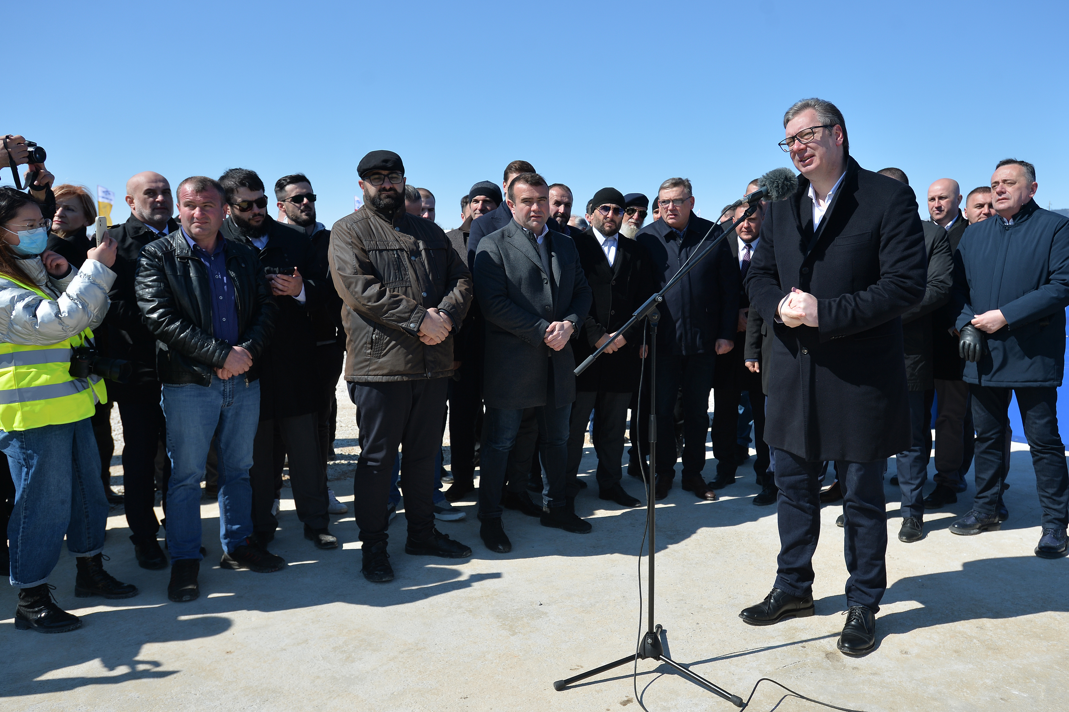 Sjenica, 20. marta 2022 - Radovi na izgradnji deonice Pozega - Duga Poljana na autoputu "Milos Veliki" poceli su danas u prisustvu predsednika Srbije Aleksandra Vucica. FOTO TANJUG/ ZORAN ZESTIC/bs