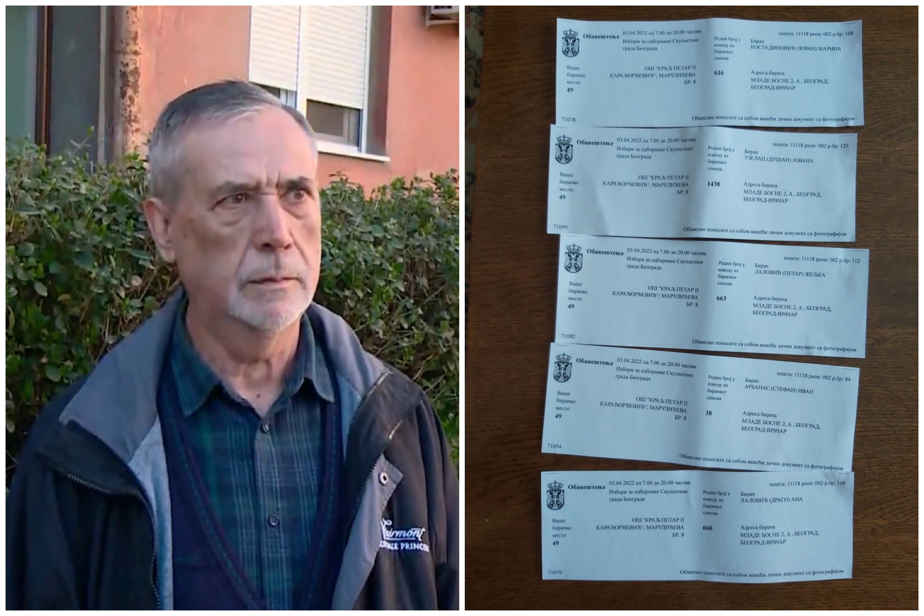 Stamenko Jovičić, listići, poziv za glasanje, pozivi za glasanje, nepostojeći glasači kombo Foto: Privatna arhiva/N1