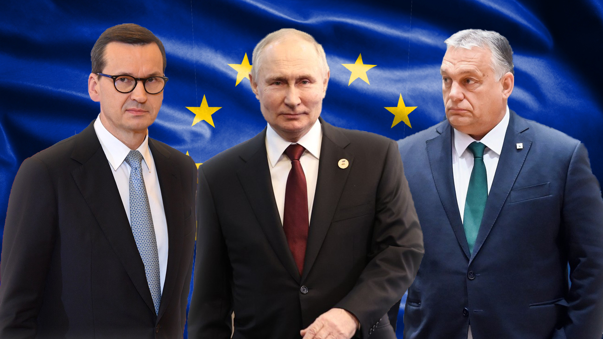 Mateuš Moravjecki, Vladimir Putin, Viktor Orban, EU, Evropska unija, kombo Foto: Radek Pietruszka / PAP / Sergej Bobylev / Sputnik / Kommersant Photo Agency / ddp USA / Profimedia/Shutterstock