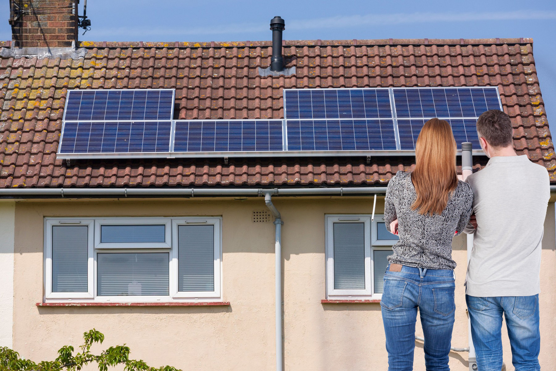 Solar panels, on council house roof