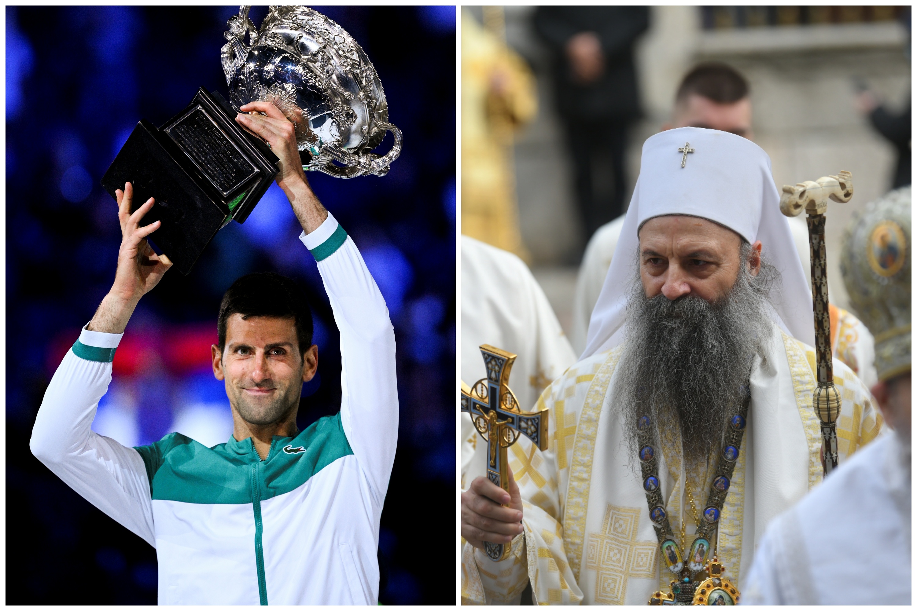 Noak Đoković, Novak Djoković, Porfirije, kombo Foto: EPA-EFE/DEAN LEWINS / Nemanja Jovanovic/Nova.rs